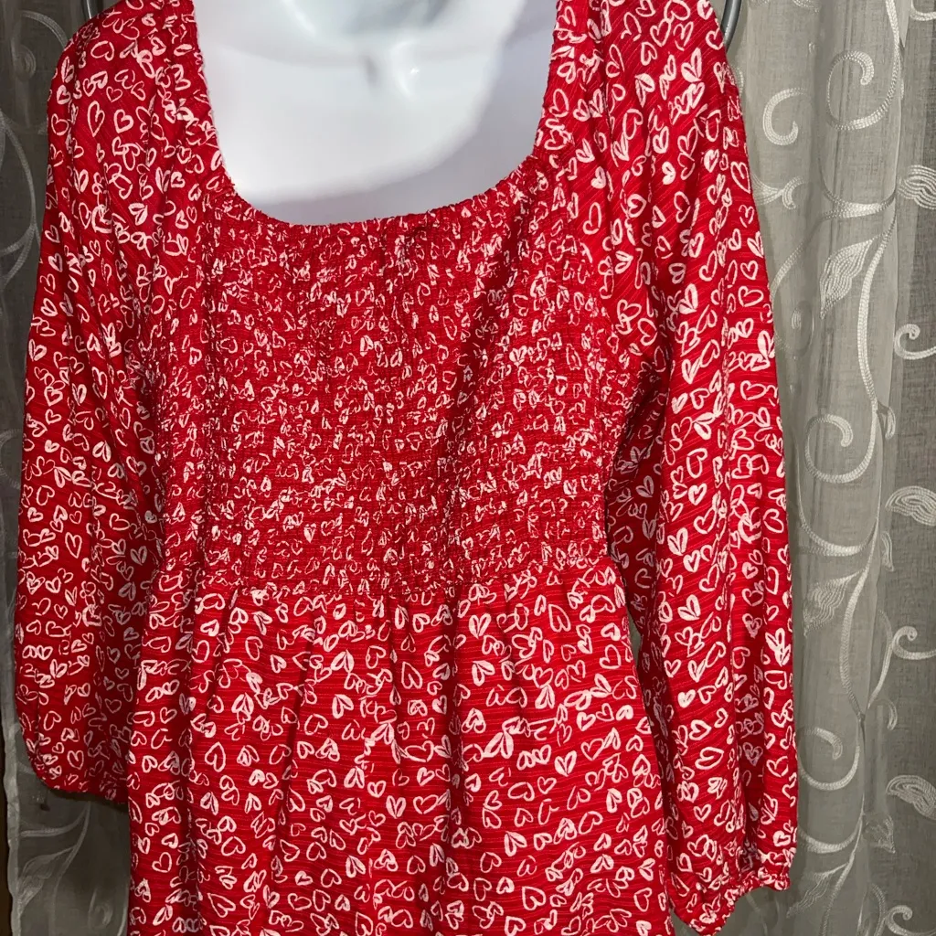 LOFT Red Heart Print Dress - Image 4