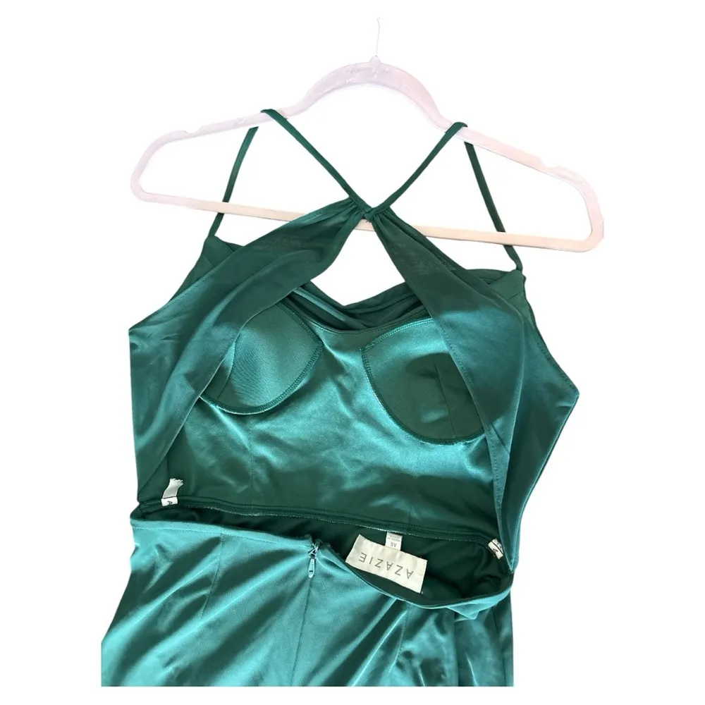Azazie Deep Green Backless Gown - Image 6