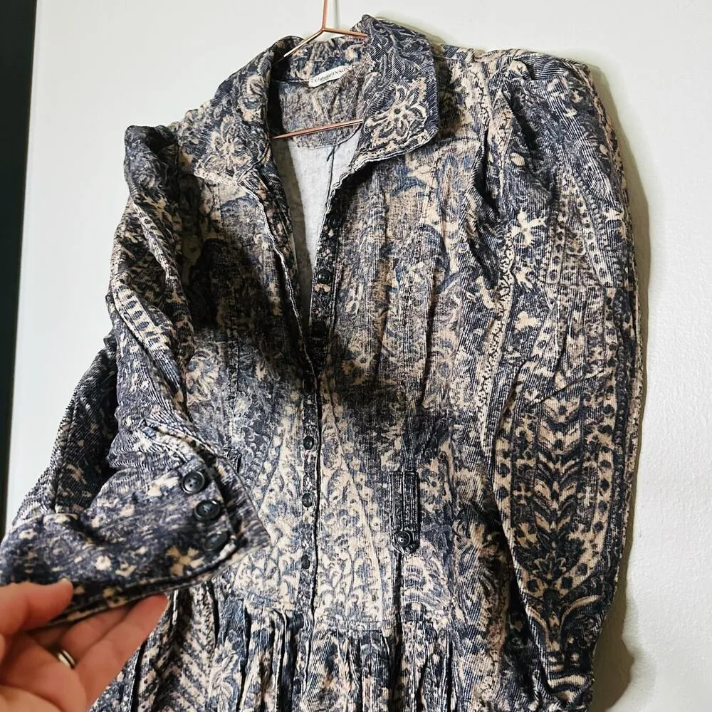 ULLA JOHNSON Lucinda Puff Sleeve Corduroy Button Collared Midi Dress Size 10 - Image 8