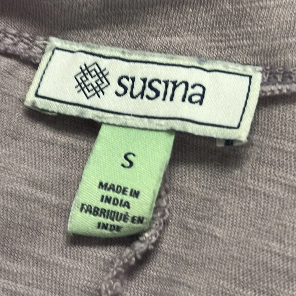 Susina Purple Cotton Modal Peplum Ruffle Hem Short Sleeve Tee Shirt Top Womens S - Image 9