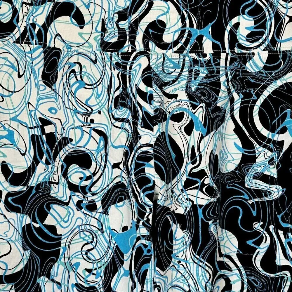 NWT bp High Waist Bike Shorts in Black Blue Meridian Print - Small - Image 5