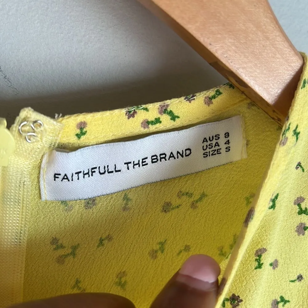 Faithfull The Brand Edwina Mini Dress In La Fica Floral Yellow - Image 9