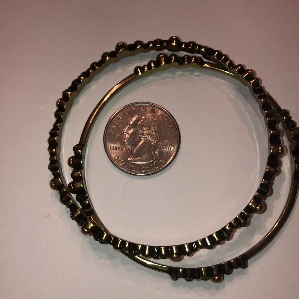 Brass Tone CZ Rhinestones Boho Bangle Bracelets - Image 4