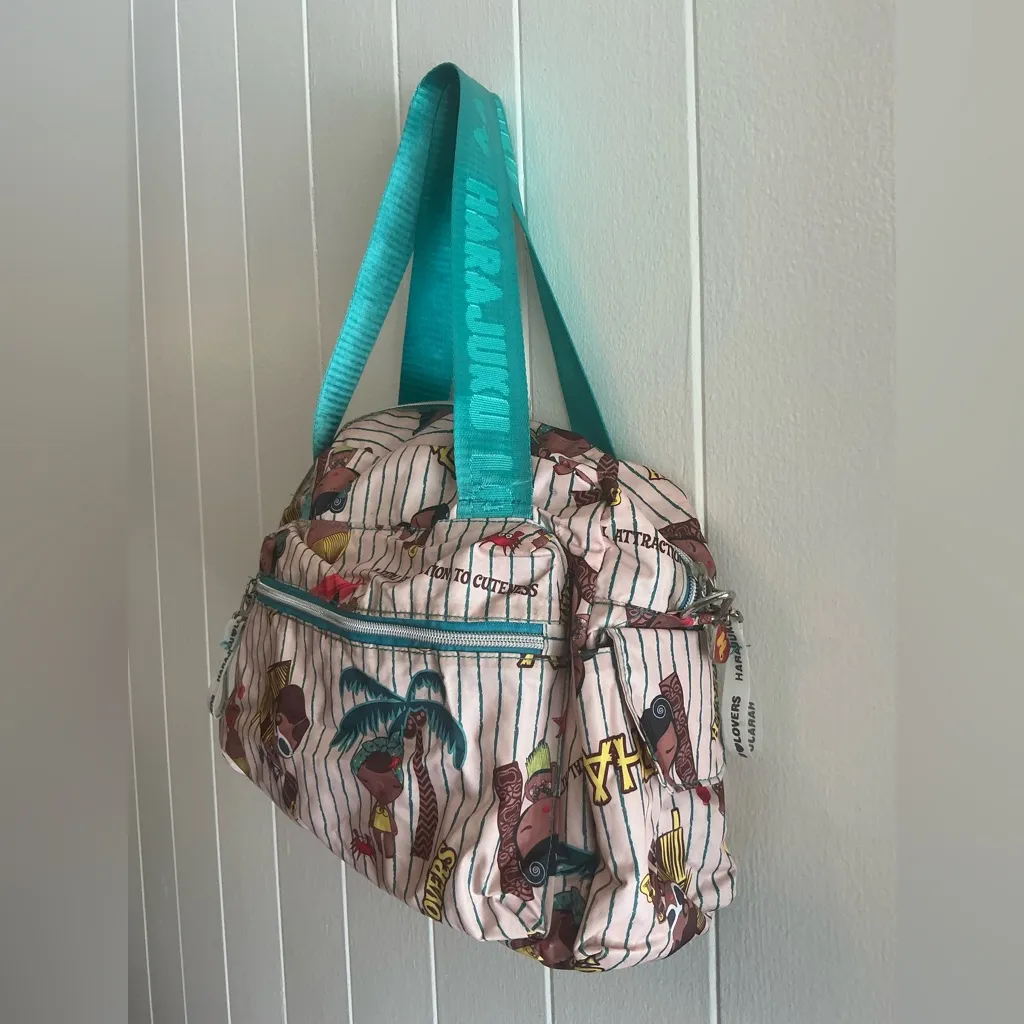 A Rare HTF Hawaii Aloha Print Harajuku Lovers Vintage Nylon Large Handbag Bag - Image 2