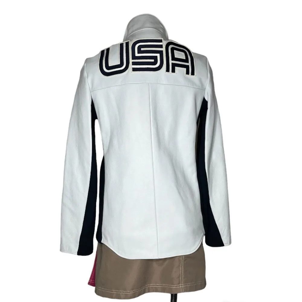 ROOTS CANADA White leather Jacket USA Team 2006 Paralympics Size Small RARE - Image 2
