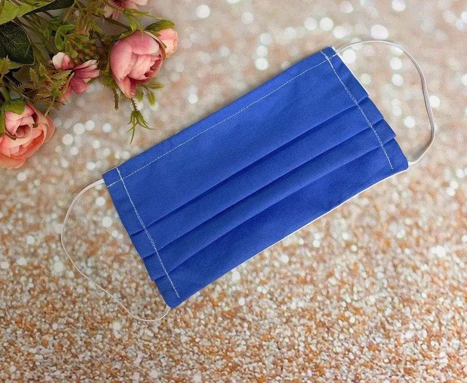 Solid Blue Premium Cotton Reusable Face Mask - Image 3