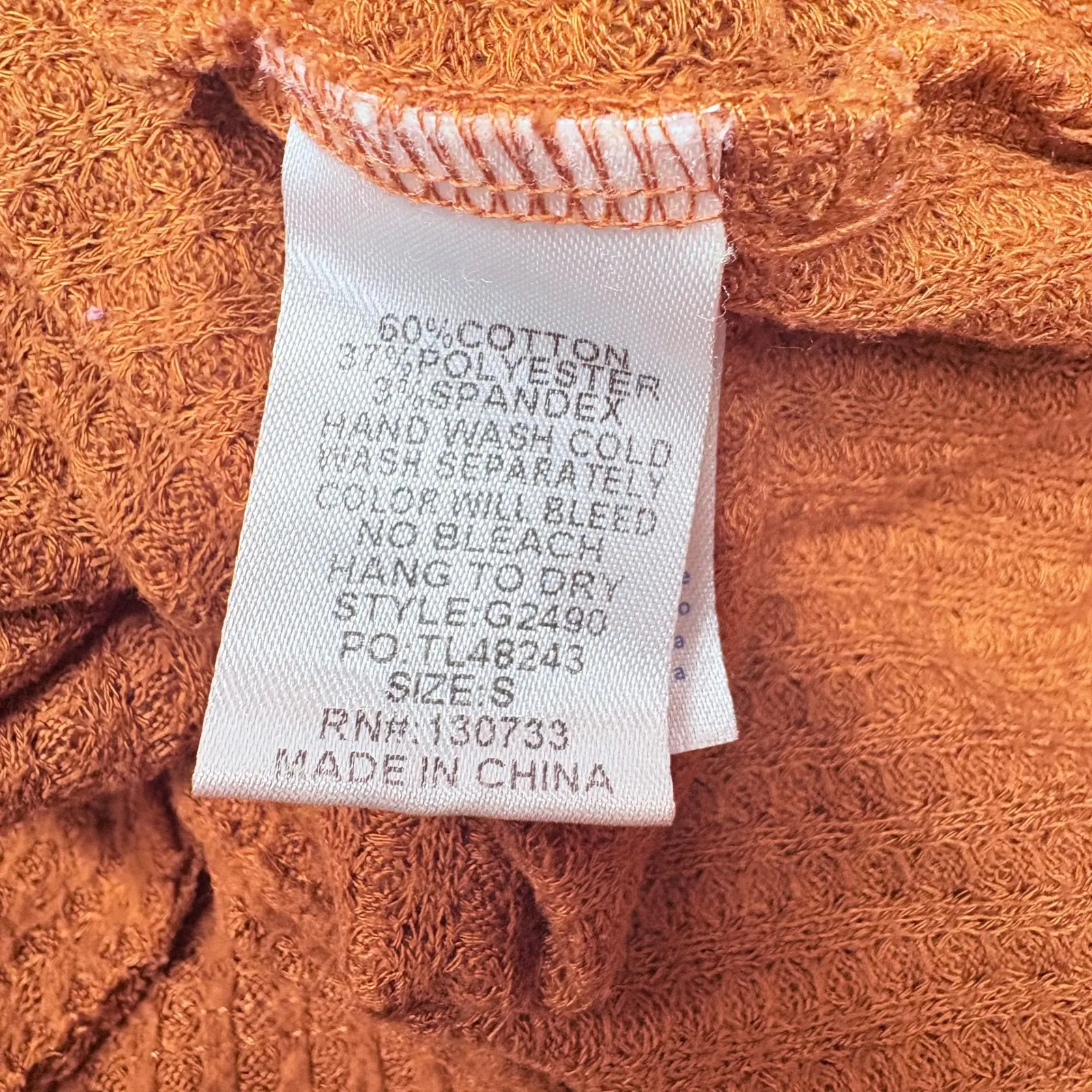 Umgee Women's‎ Waffle Knit Baby Doll Peplum Top Long Sleeve Boho Size S - Image 8