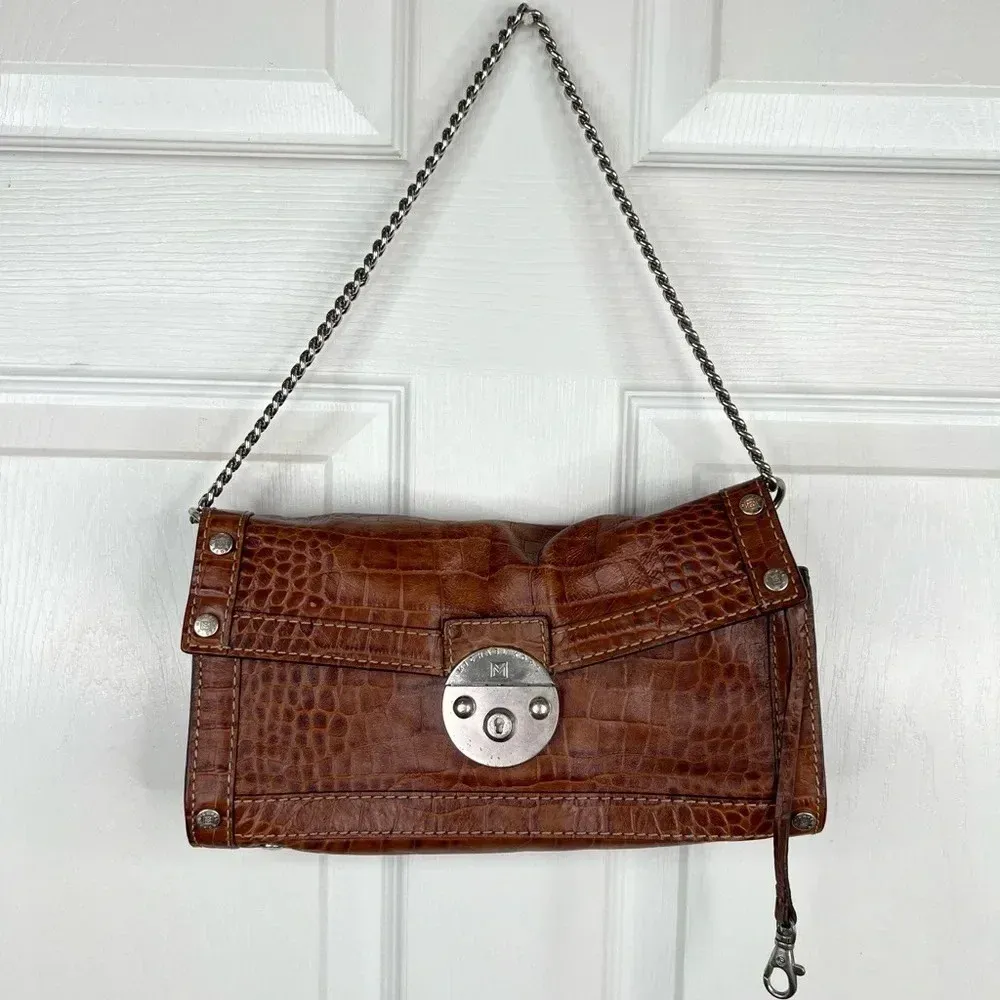 MICHAEL Michael Kors Brown Crocodile Embossed Shoulder Bag Chain Strap Purse - Image 2