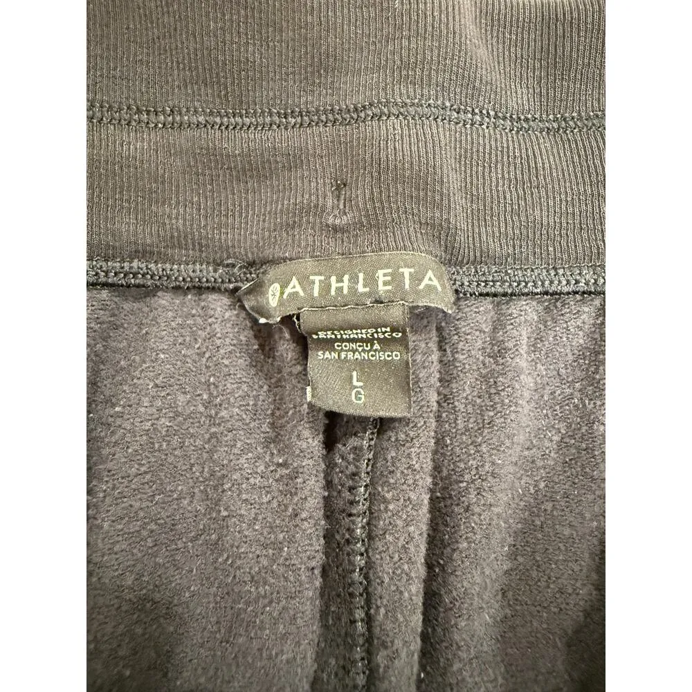 Athleta Drawstring Straight Leg Sweatpants Black Women's Size Large - Image 6