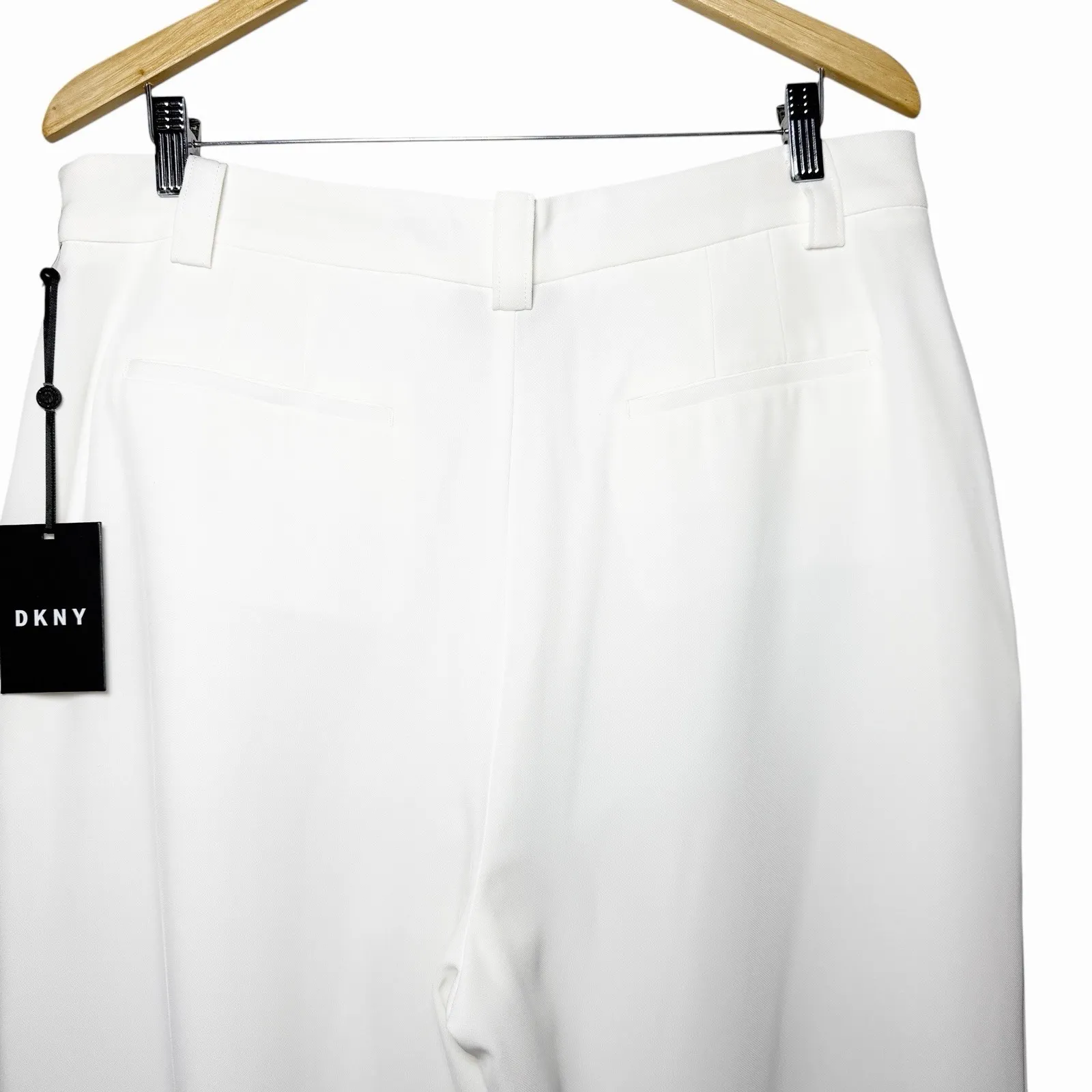 DKNY Women's Hudson Blues Ivy White Size 14 Sailor Wide Leg Pants Gold Buttons - Image 6