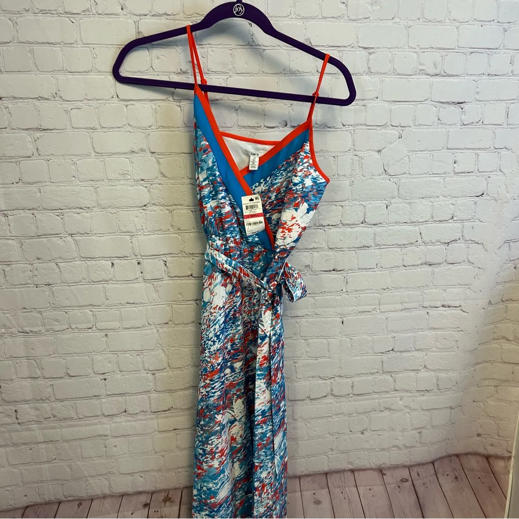 Bar III New belted v neck activewear dress Varsity Garden Rain swept size XS - Image 3