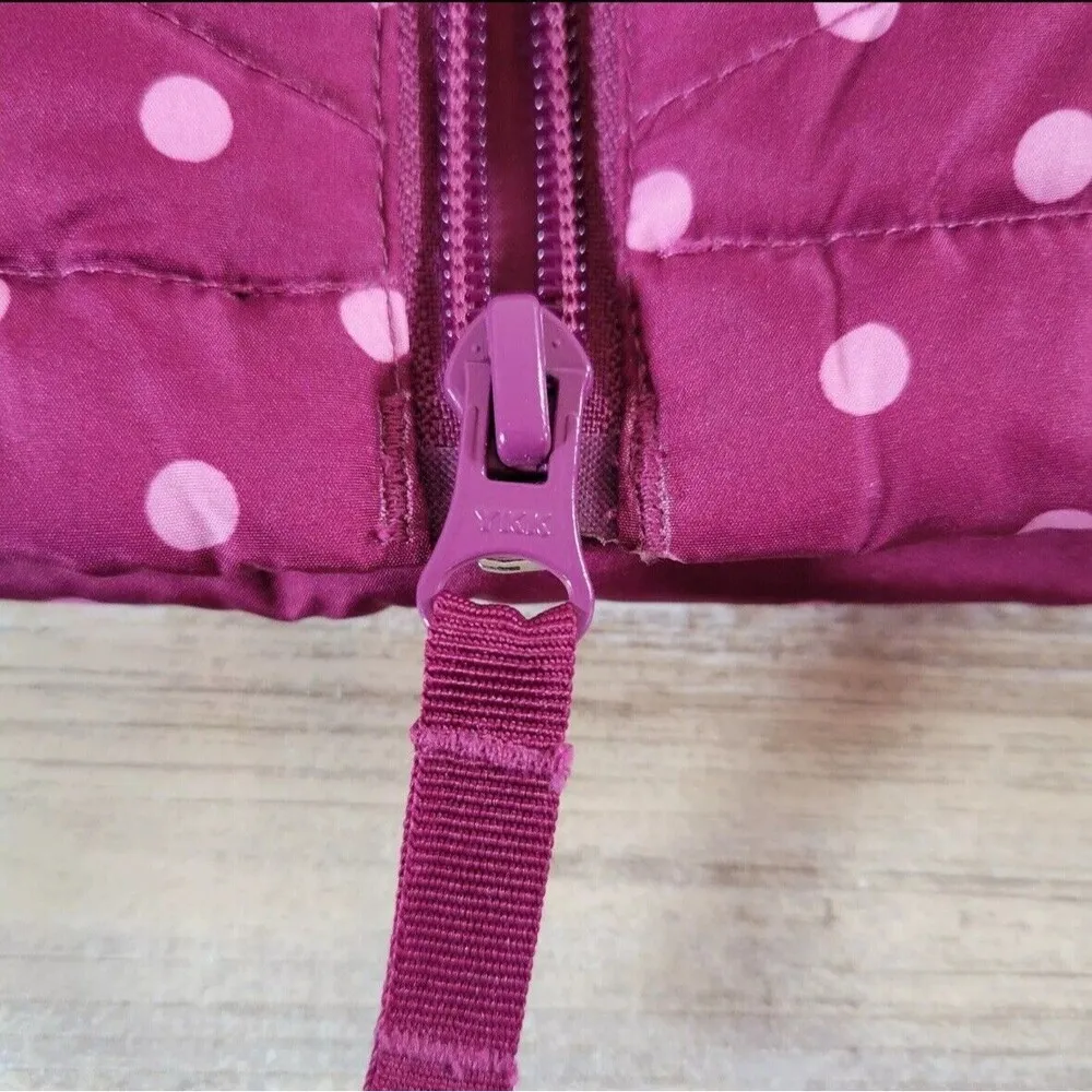 Lands End Womens Down Puffer Vest Purple With Polka-dots Small 6-8 - Image 4