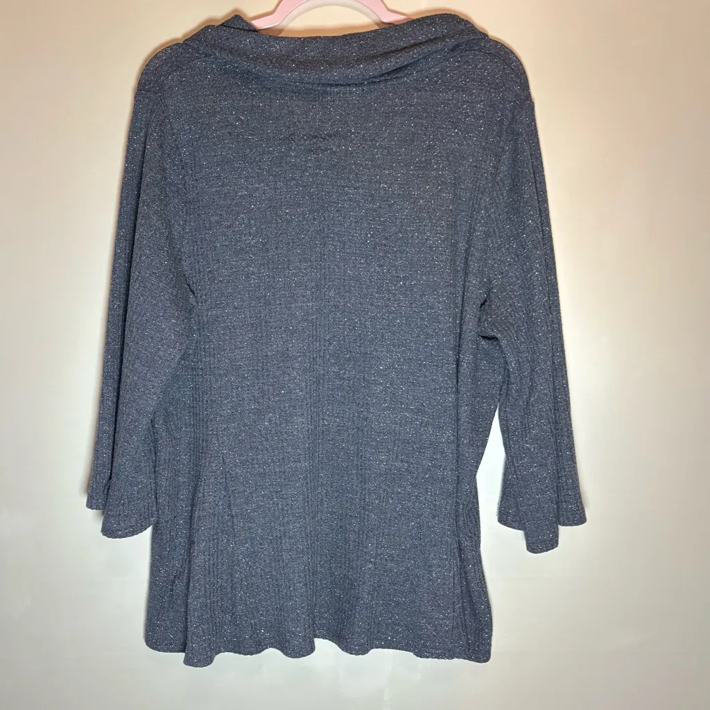 Women's Gray blue gold  Cowl Neck Sweater - Image 2