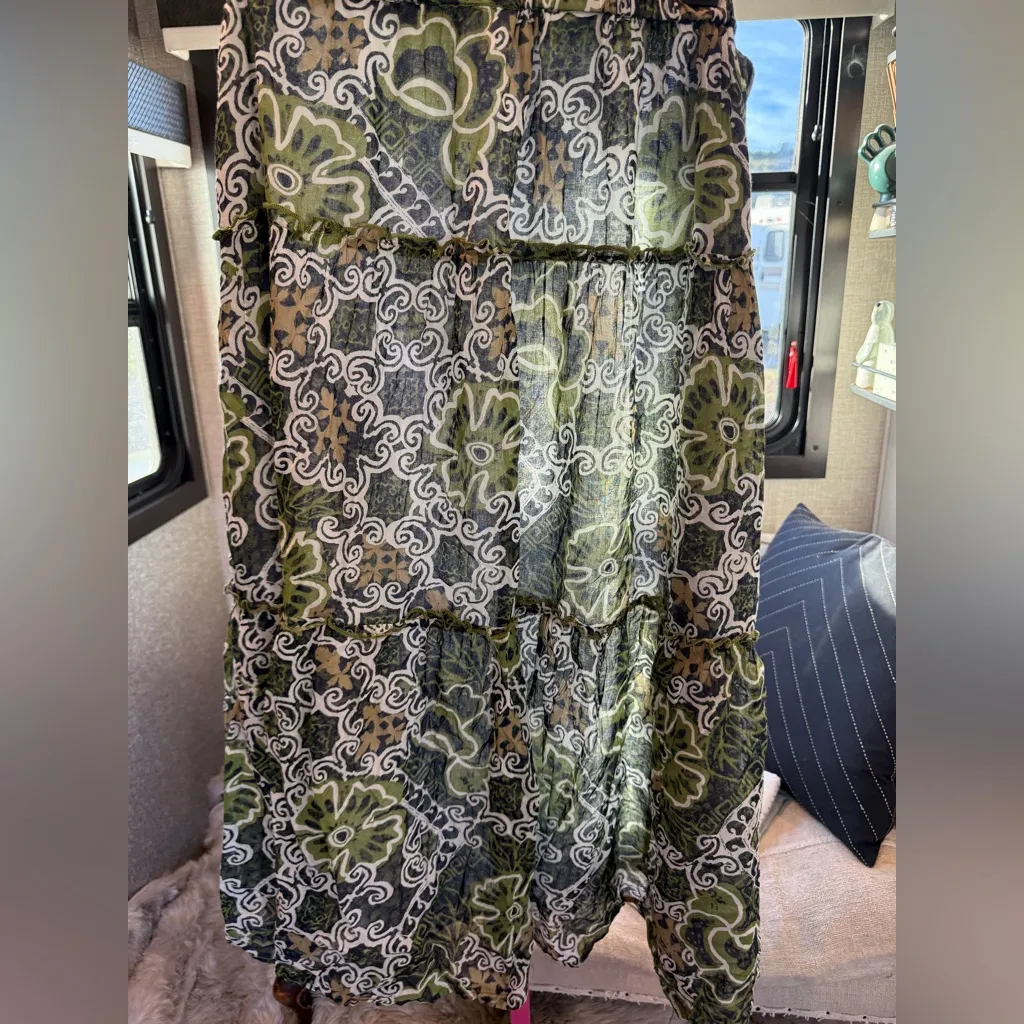 Jaclyn Smith  Green and Black Patterned Maxi Skirt 2X - Image 3