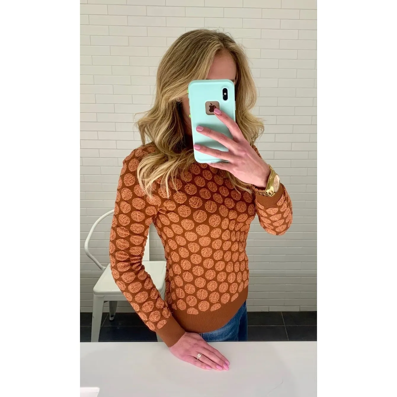 Marni Burgundy Metallic Shimmery Polka Dot Knit Sweater Long Sleeve Sz 44/US M Purple Size M - Image 2