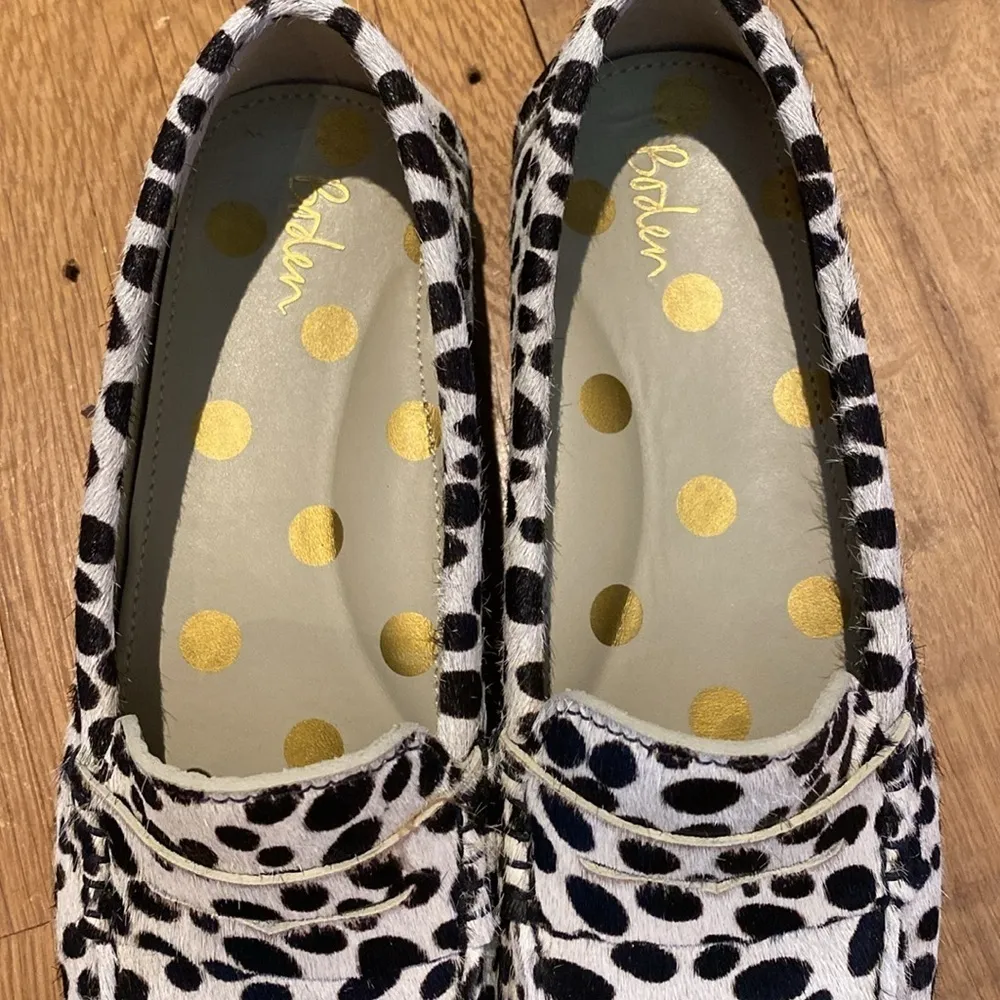 Boden Classic Leopard Pony Hair Moccasin Loafer Black White Sz 5.5 Brown - Image 6