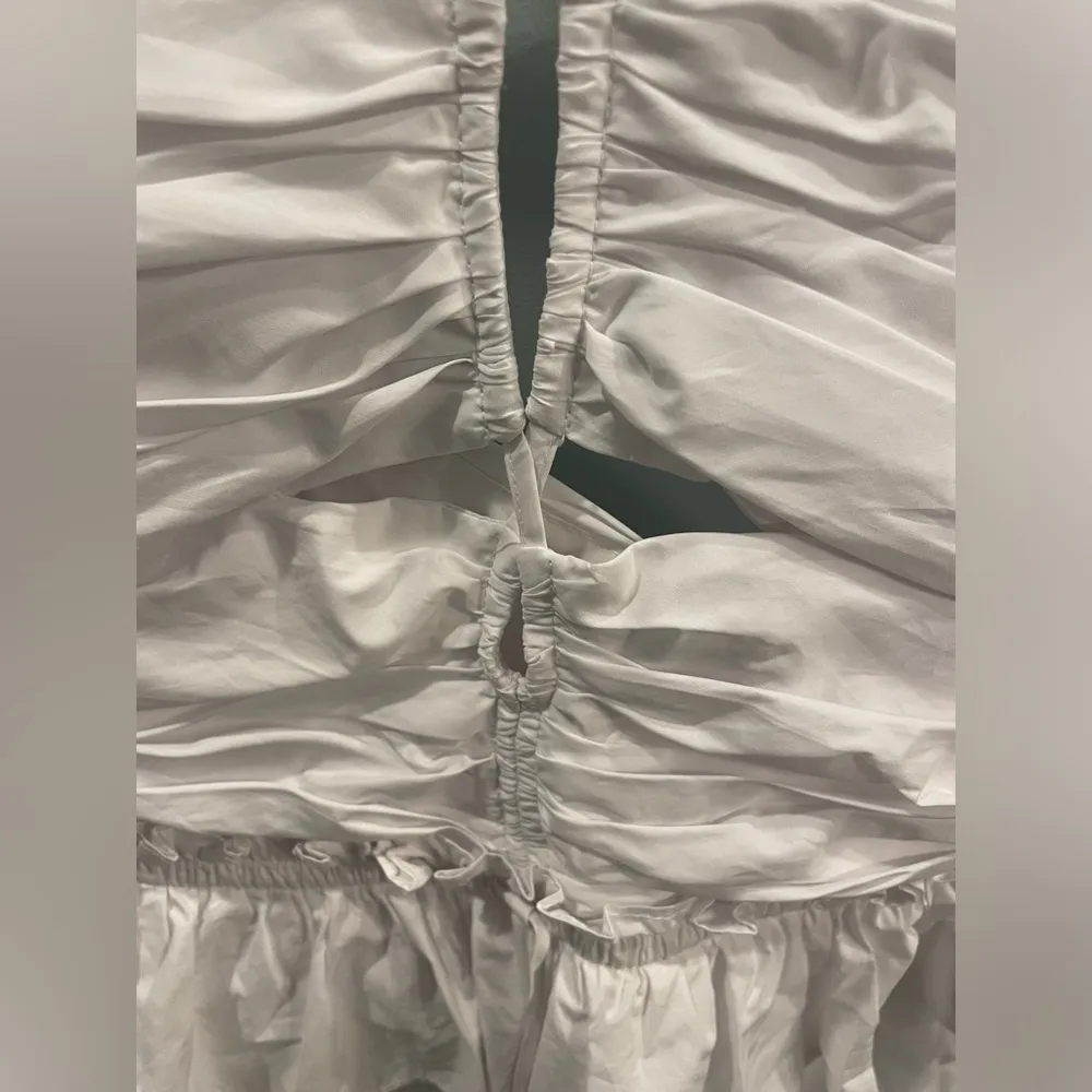 white halter tie romper with cutouts - Image 2