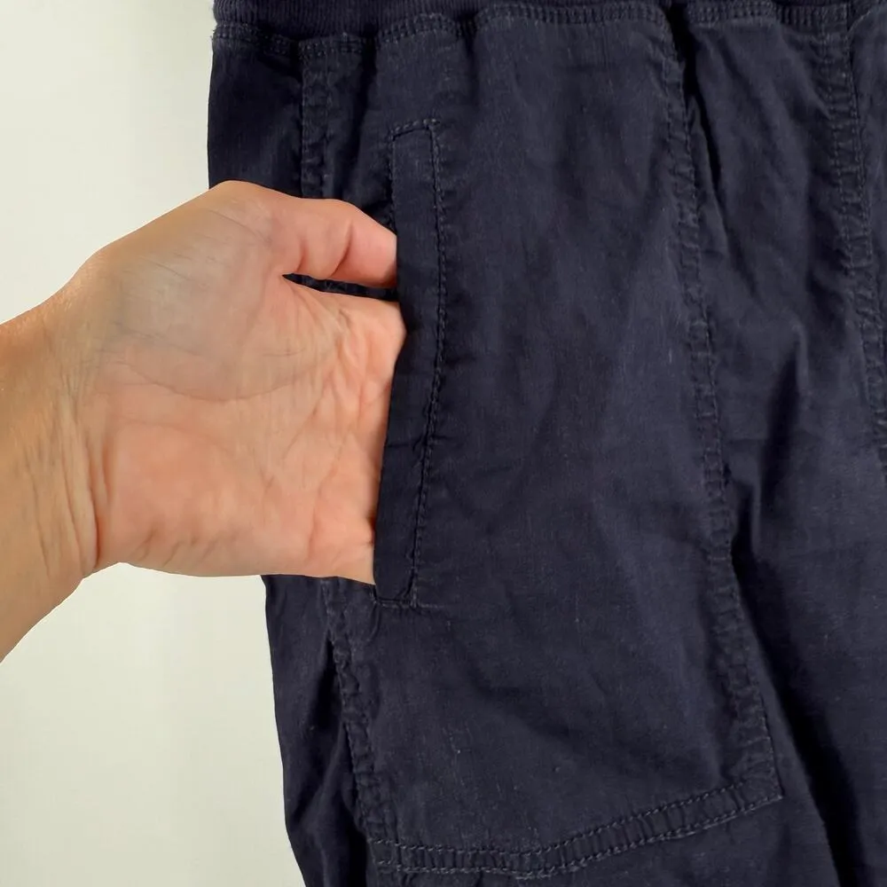 EILEEN FISHER Cargo Jogger Pants Small Linen Organic Cotton Navy NWOT Pull On - Image 4