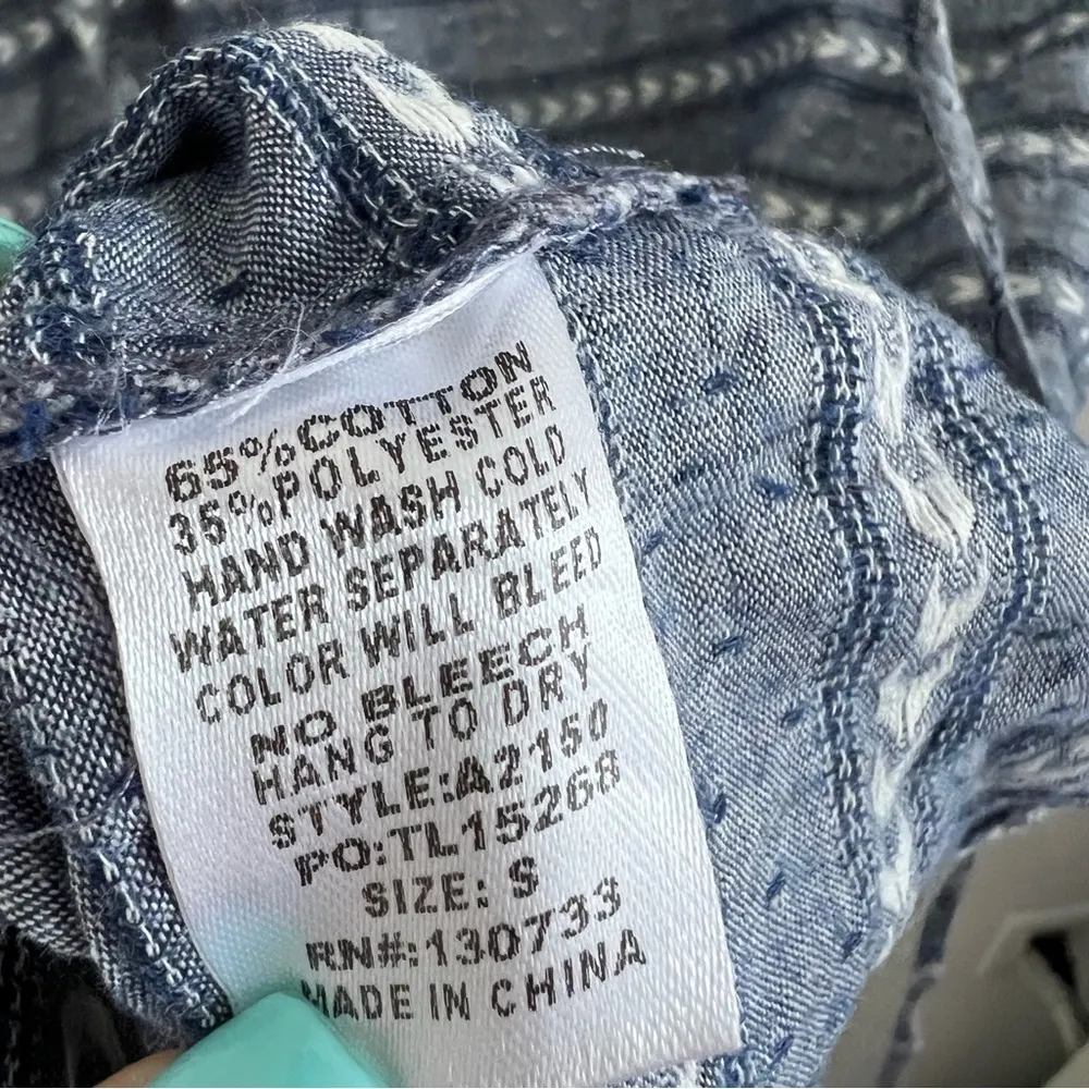 Umgee Blue Gray Dress Lace Front Coastal Boho Small - Image 9