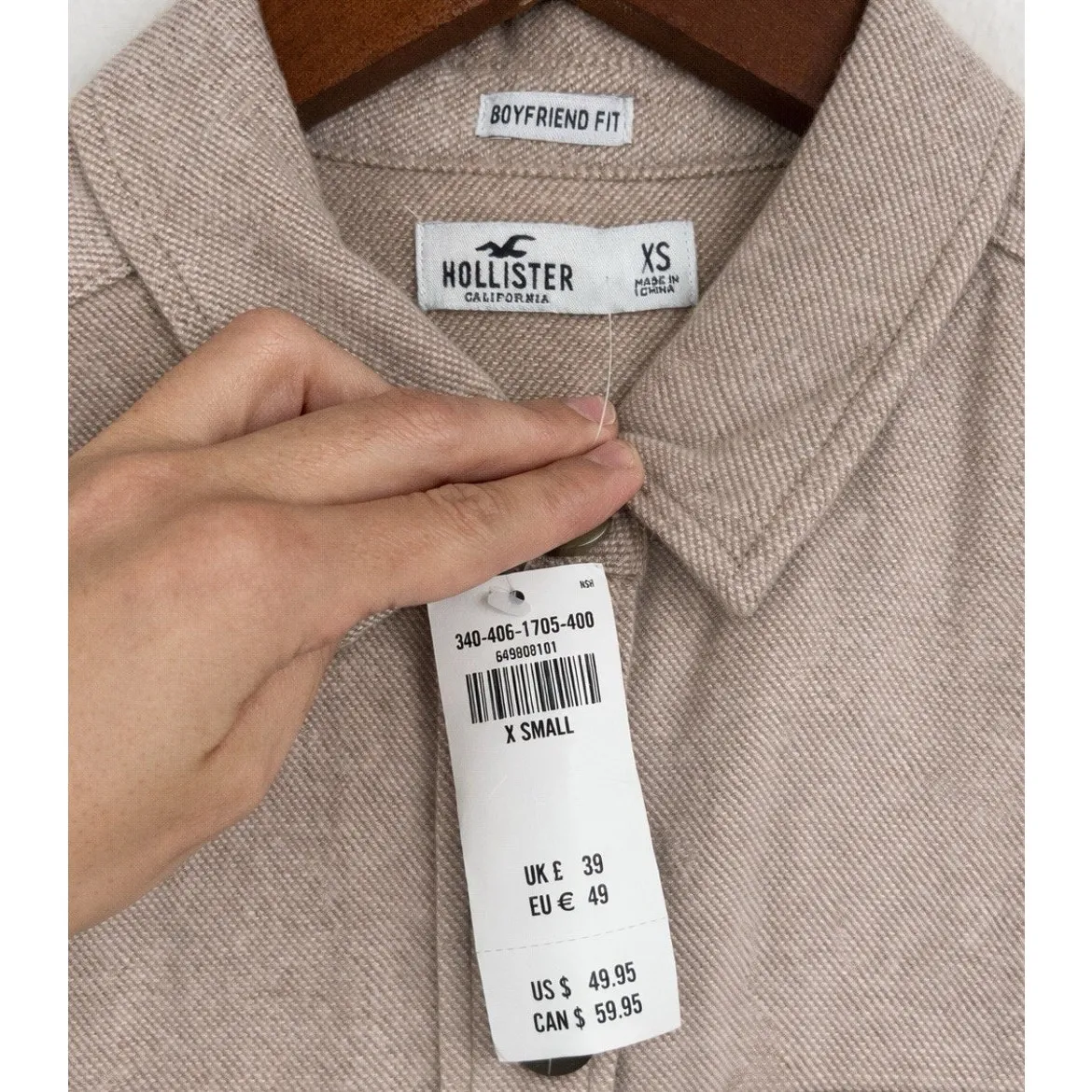 Hollister NWT Women’s Boyfriend Fit Button-Up Shirt Brown XS Utility Pocket - Image 3