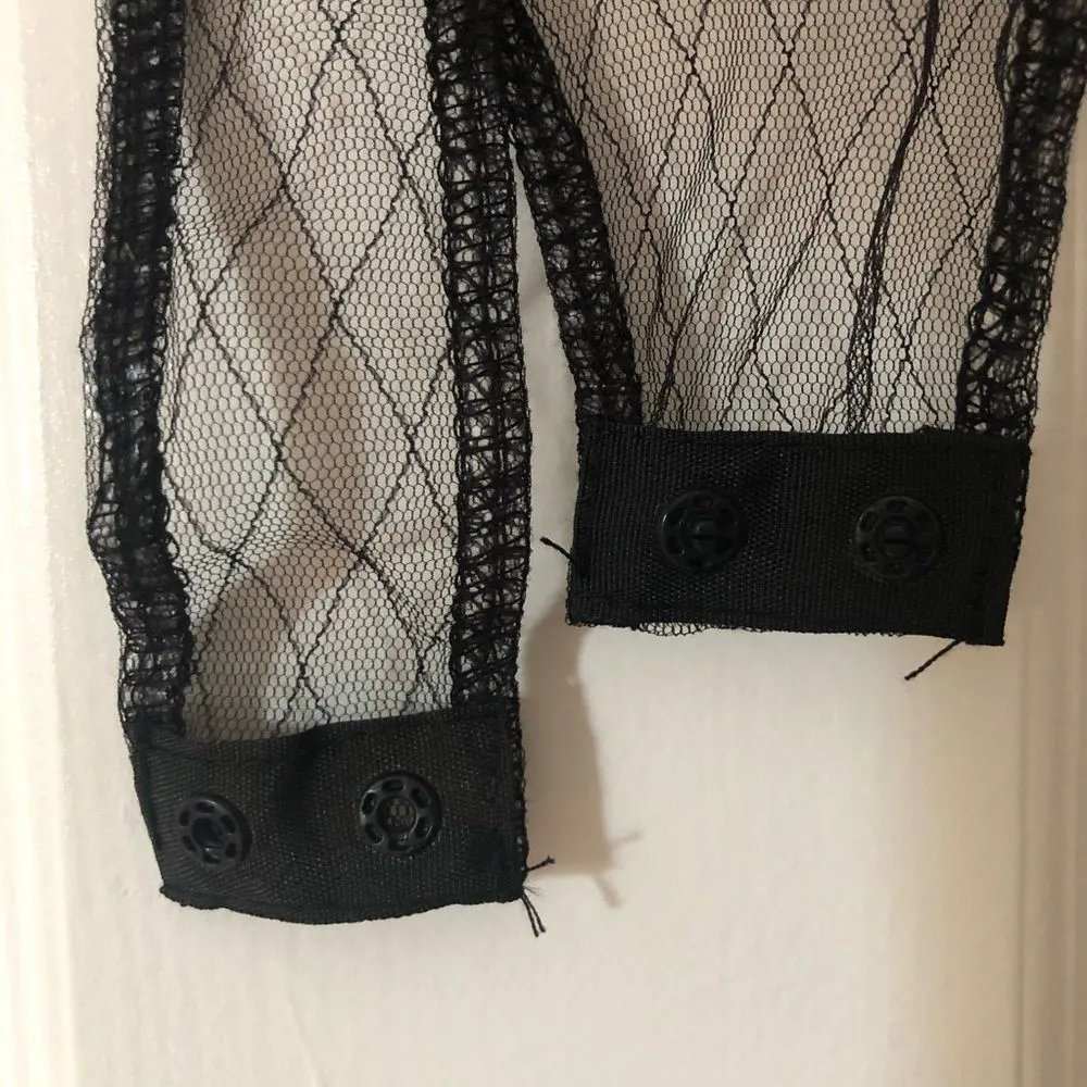 🆕 Clubwear Blouse Bodysuit (M) with Rhinestones Embellished 💥 Black Size M - Image 5