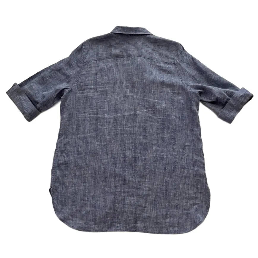Chicos No Iron 100% Linen Blue Embroidered Button Down Blouse - Image 5