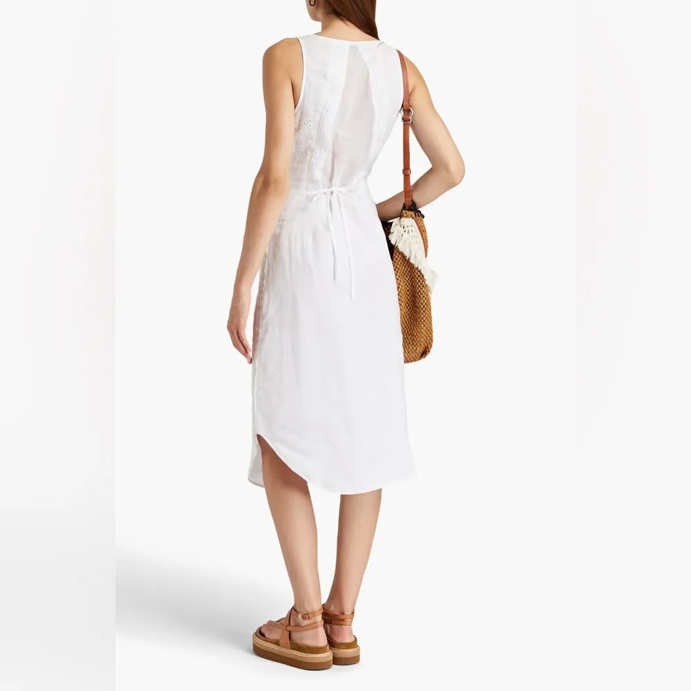 RAG & BONE Criseli Broderie Anglaise Ramie Midi Button Down Dress White NEW - Image 4