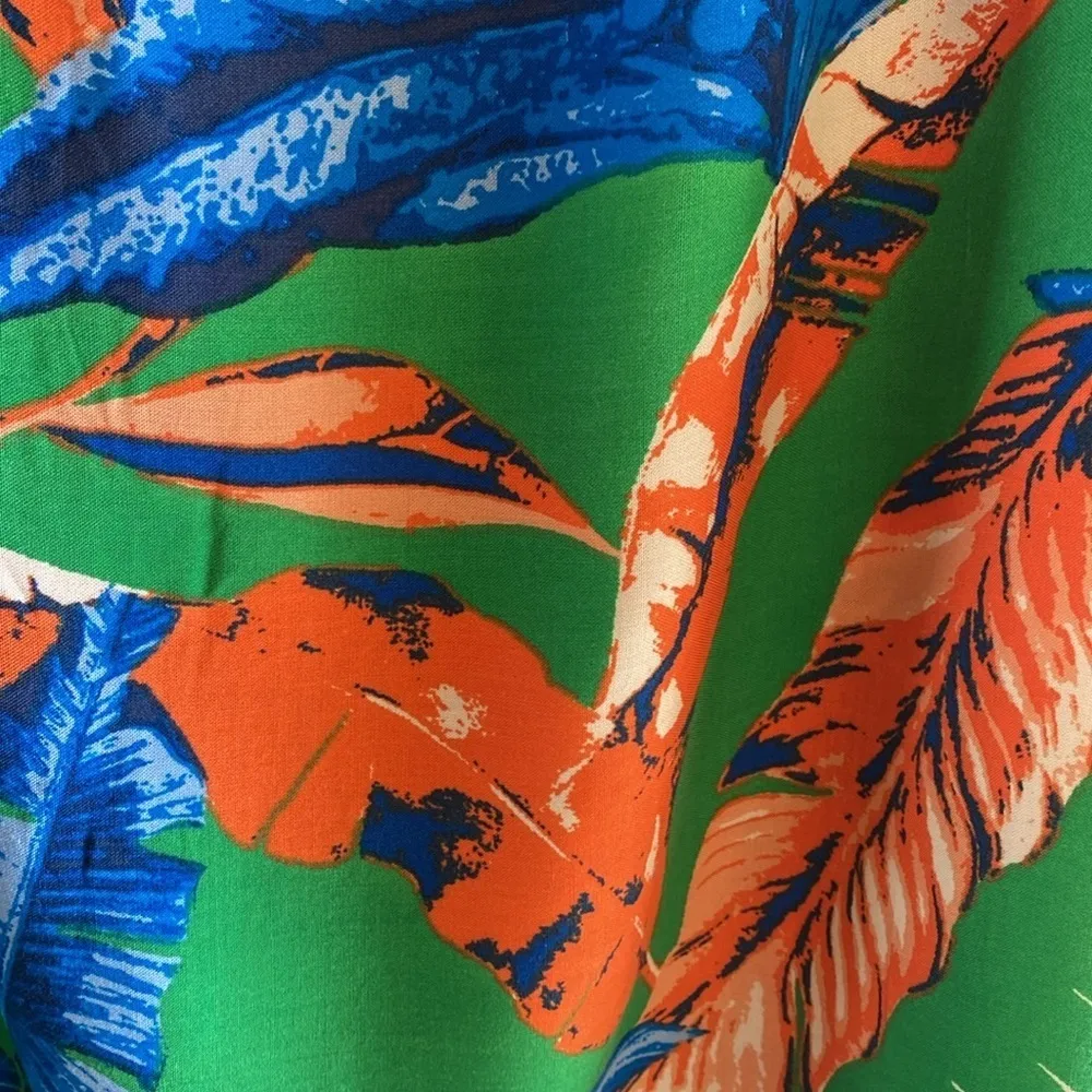 Free Market by Flying Tomato scoop elastic neck short sleeve tropical dress L - Image 4