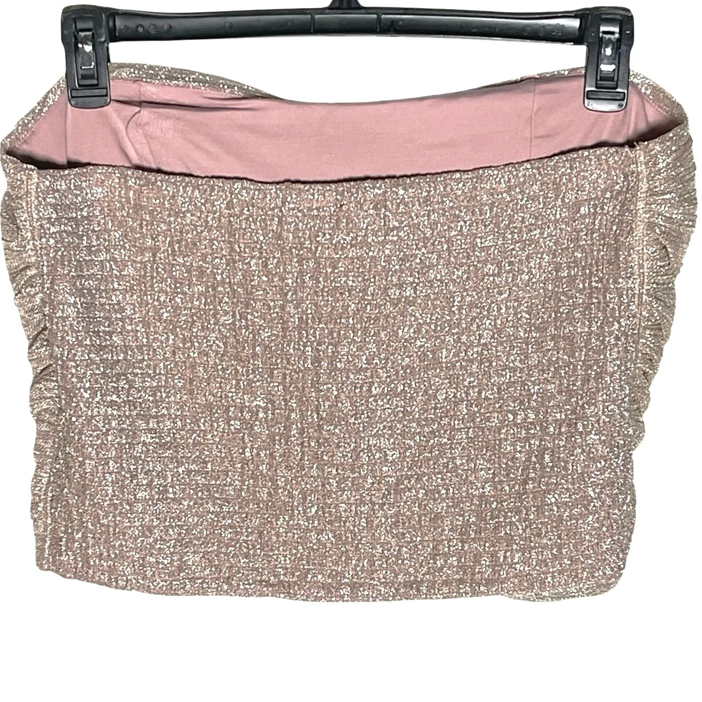 ANTHROPOLOGIE MAEVE Women’s Pink Metallic Ruffle Front Tube Top XL - Image 6