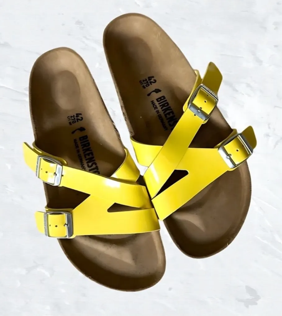 New Birkenstock Yao Euro 42 N US 11 Yao Balance Yellow Patent Slides - Image 8