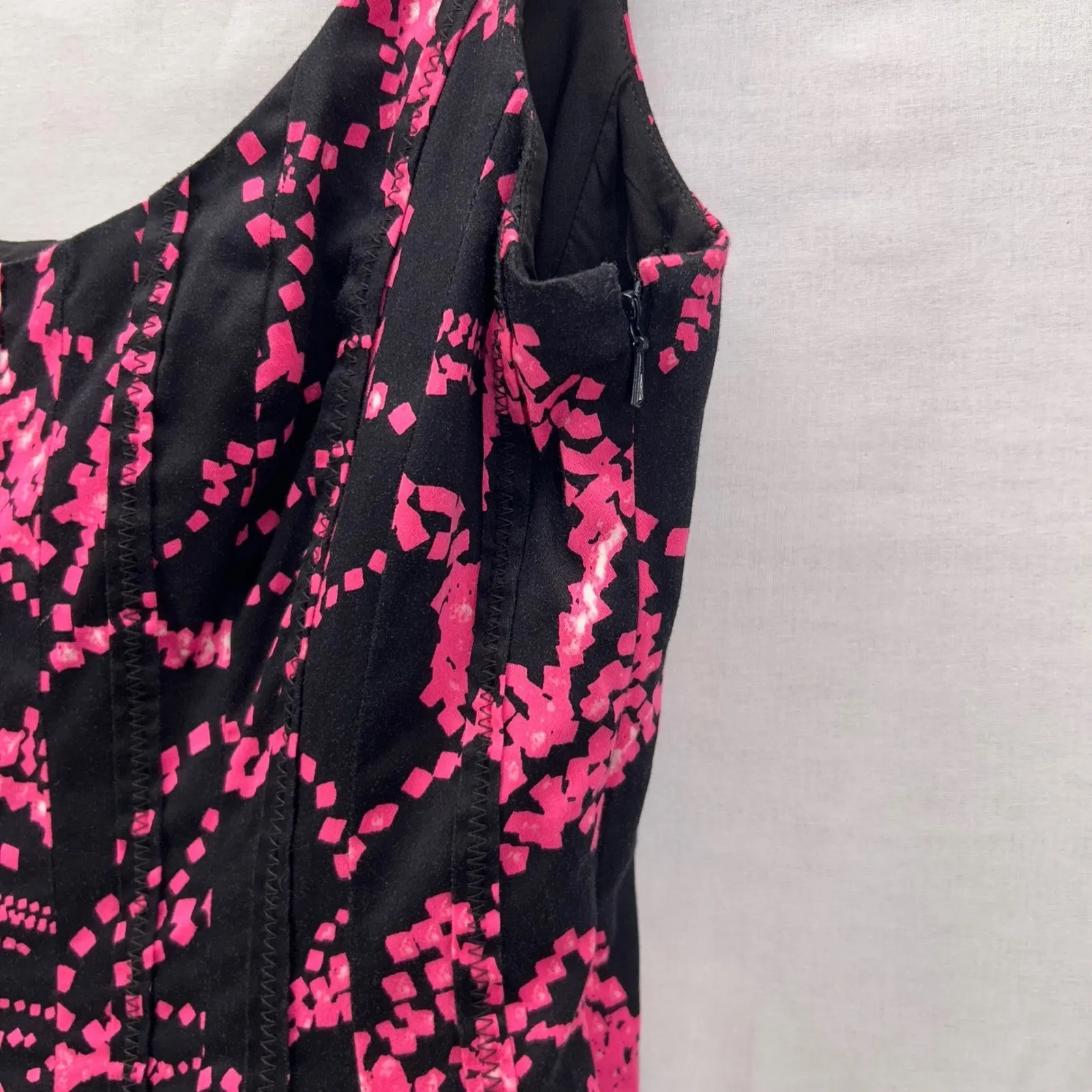 Jones New York Fit & Flare Dress Black Pink‎ 10 - Image 11