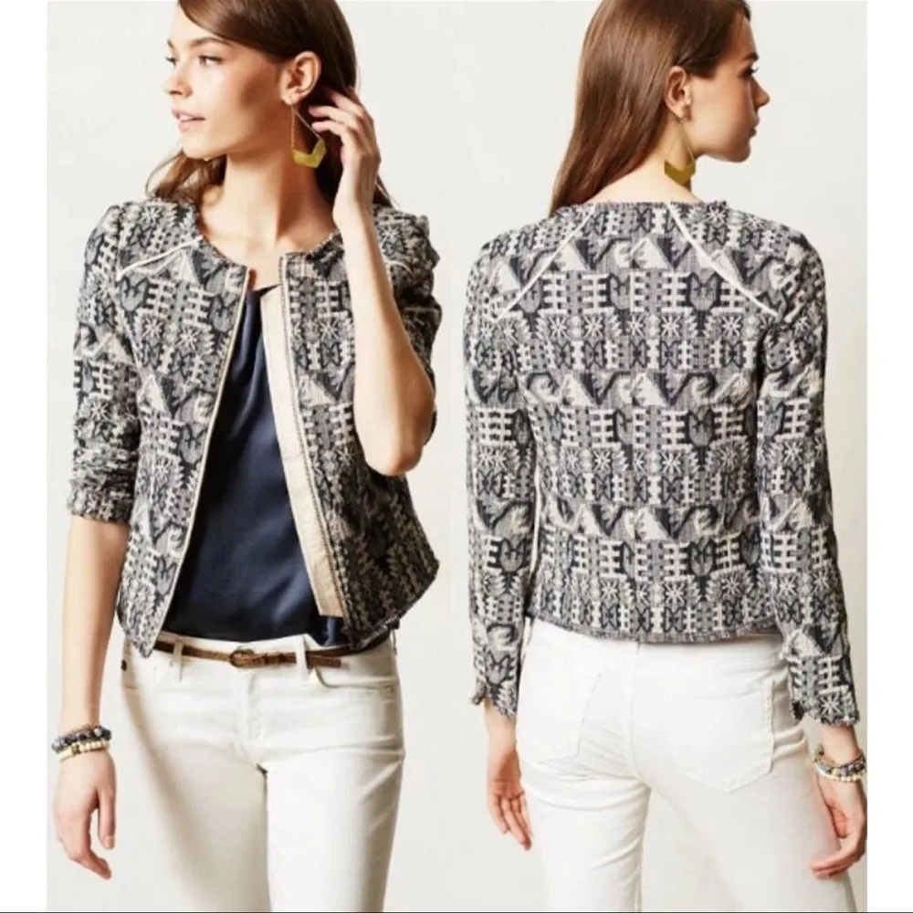 Anthropologie Hei Hei Tinsley Faifo Textured Jacquard Jacket Distressed Size 0 - Image 11