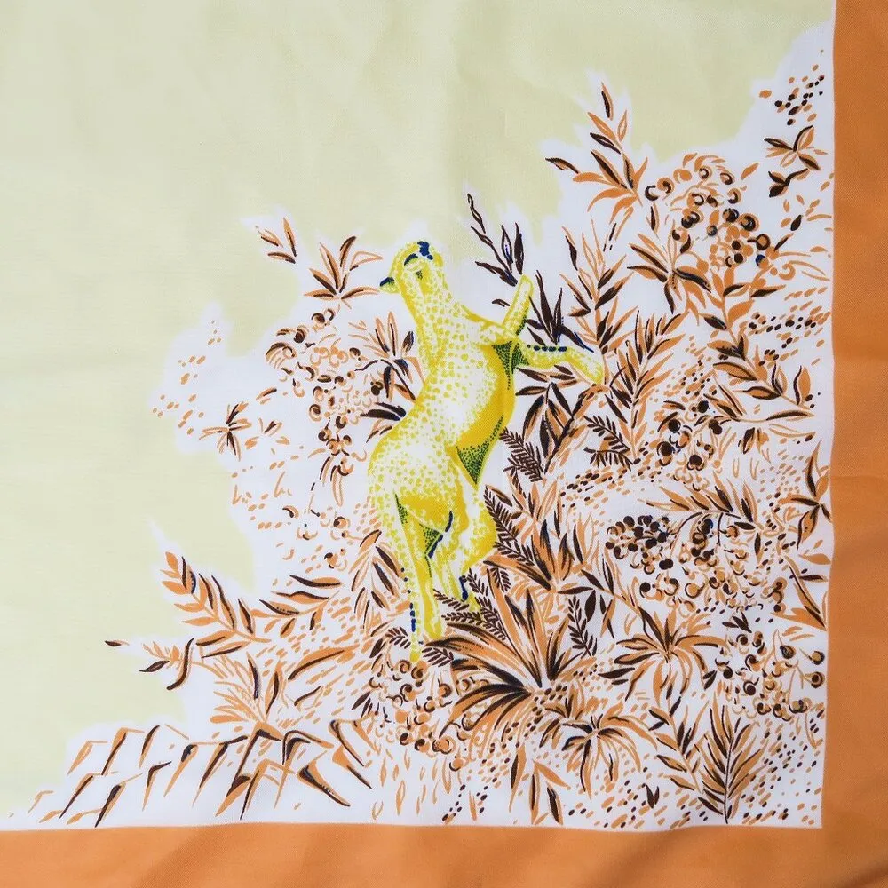 Vintage Cheetah Botanical Square Scarf Wraps Orange - Image 3