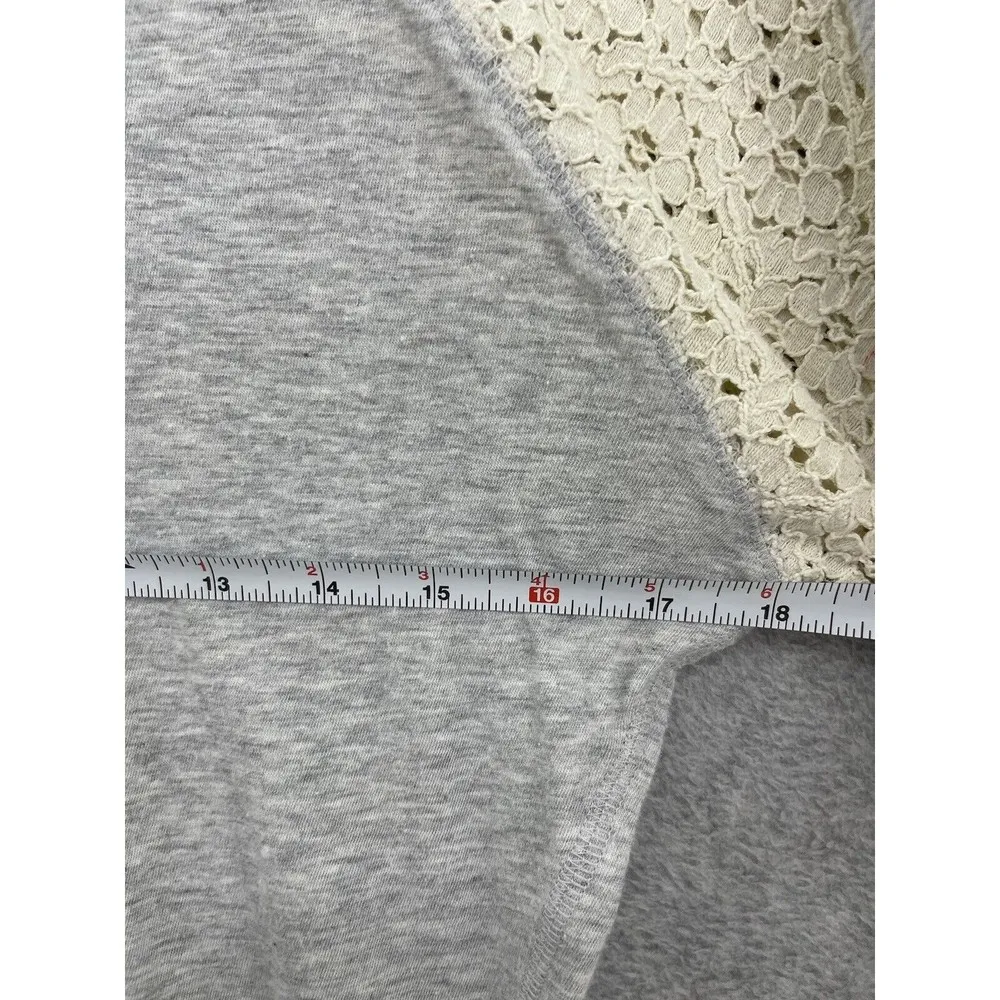 Express Women's Raglan Shirt Lace 3/4 Sleeve Gray Marled Size Medium Scoop Neck - Image 7