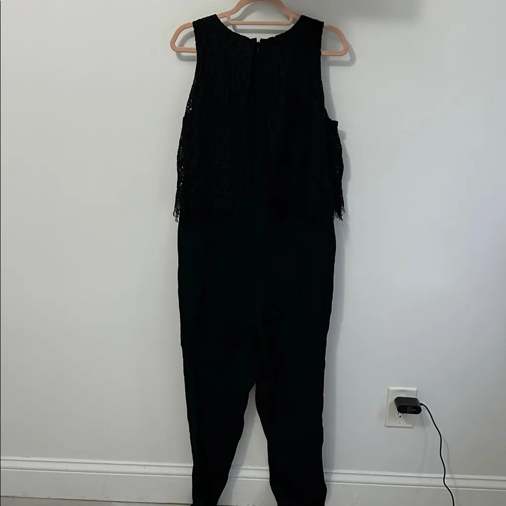 Loft Black Lace Top Sleeveless Jumpsuit - Image 3