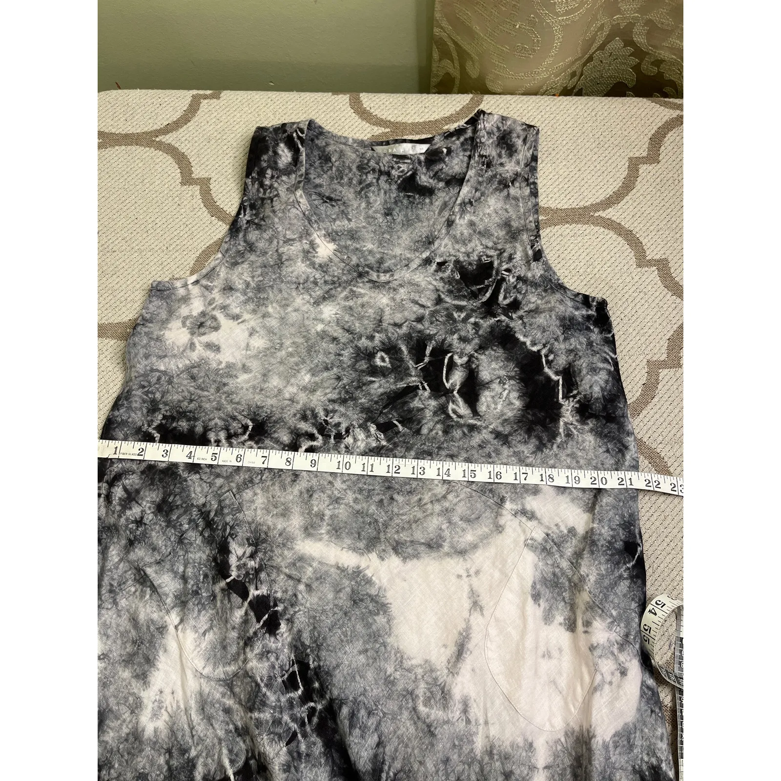 Luna Luz: Margarita Linen Midi Tank Dress, front pockets, size medium,MSRP: $230 Black - Image 10