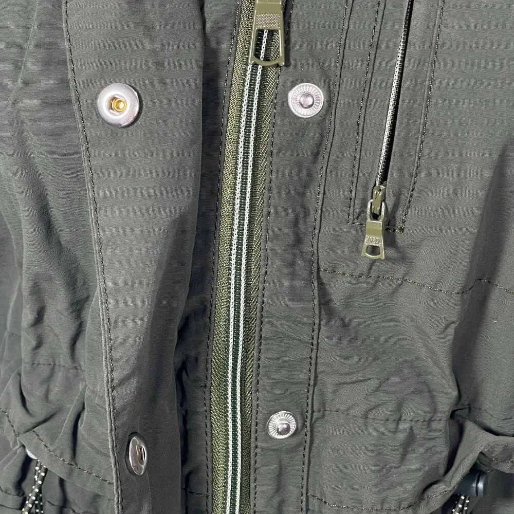 J Crews Women's Military Jacket Green Anorak Lightweight Hooded XXSP Petite - Image 5