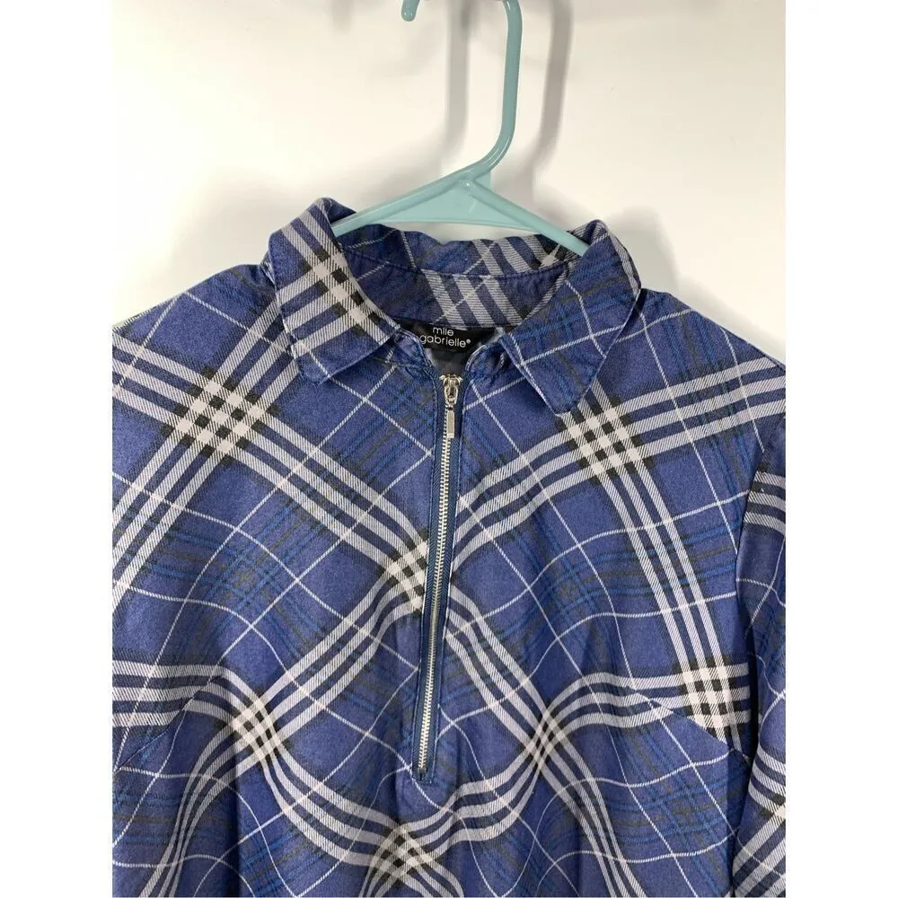 Mlle Gabrielle 3/4 Sleeve Plaid Midi Dress Size Medium - Image 3