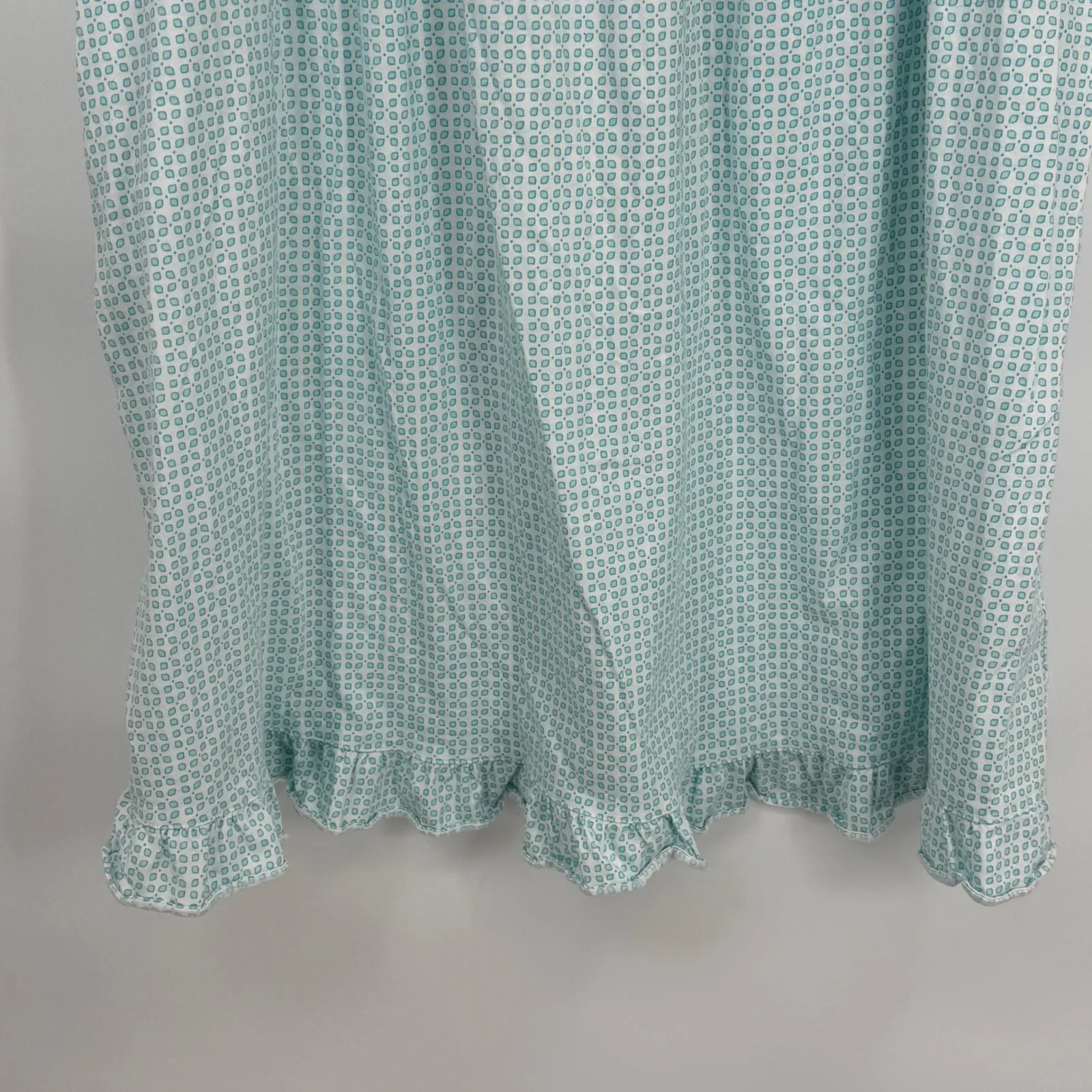 Eileen West Nightgown Women XL Blue White Cotton Flannel Ruffle Trim Square Neck - Image 4