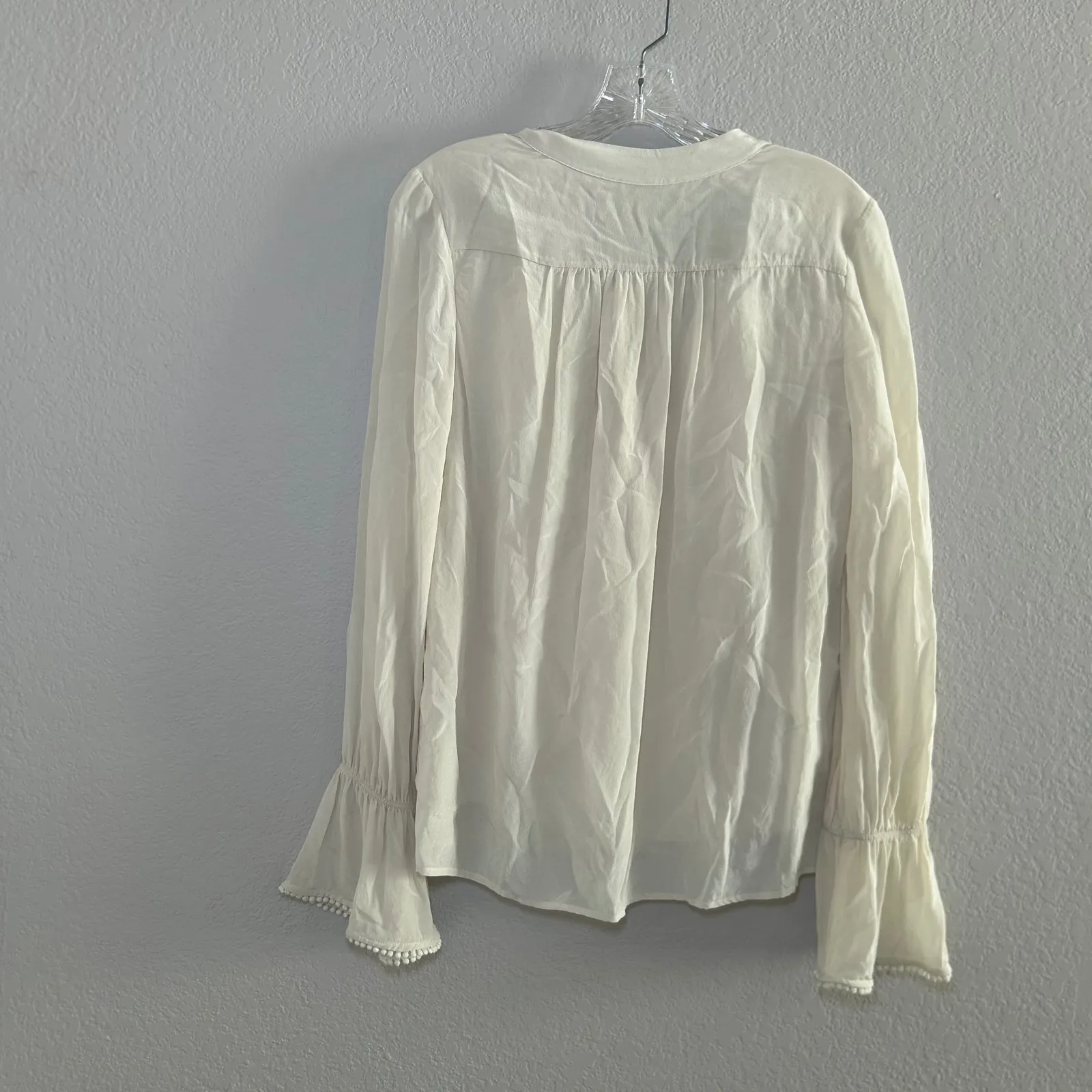 Sundance Ivory Blouse women's large 100% silk boho feminine minimal old money - Image 6