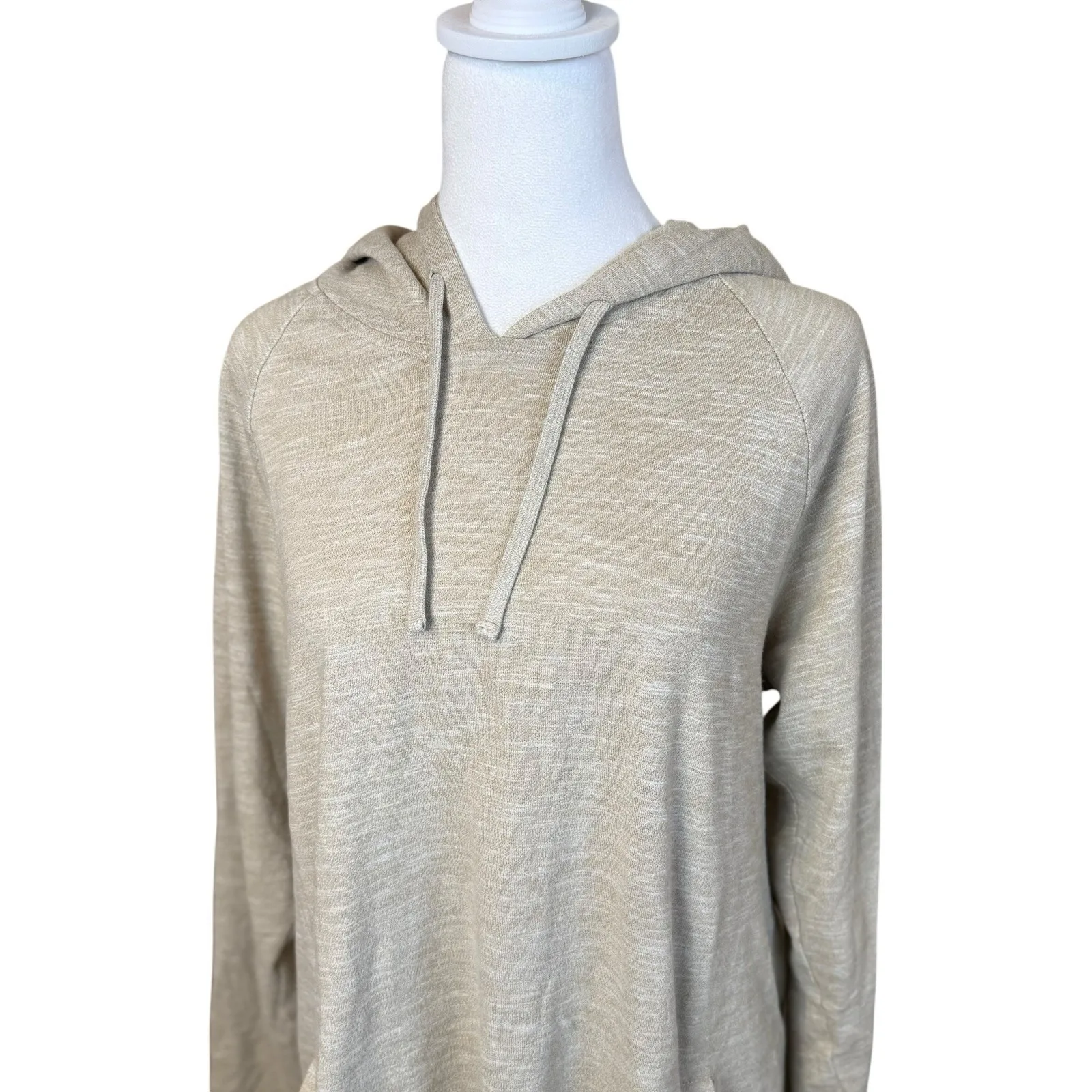 Pacsun Womens Beige Hoodie Sweatshirt Large Longer Fit Neutral Casual Tunic - Image 2