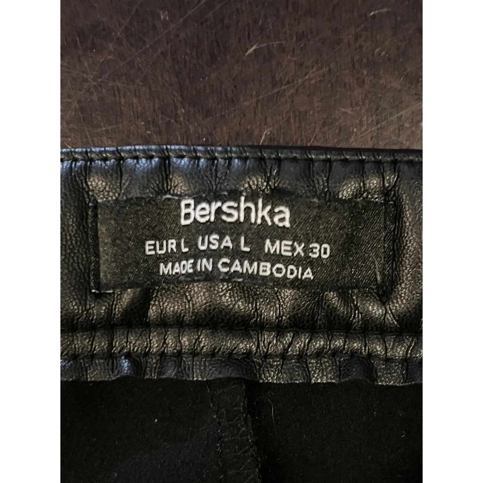 Bershka Faux Leather Leggings Womens Large Black High Rise Stretch Ankle Pants - Image 9