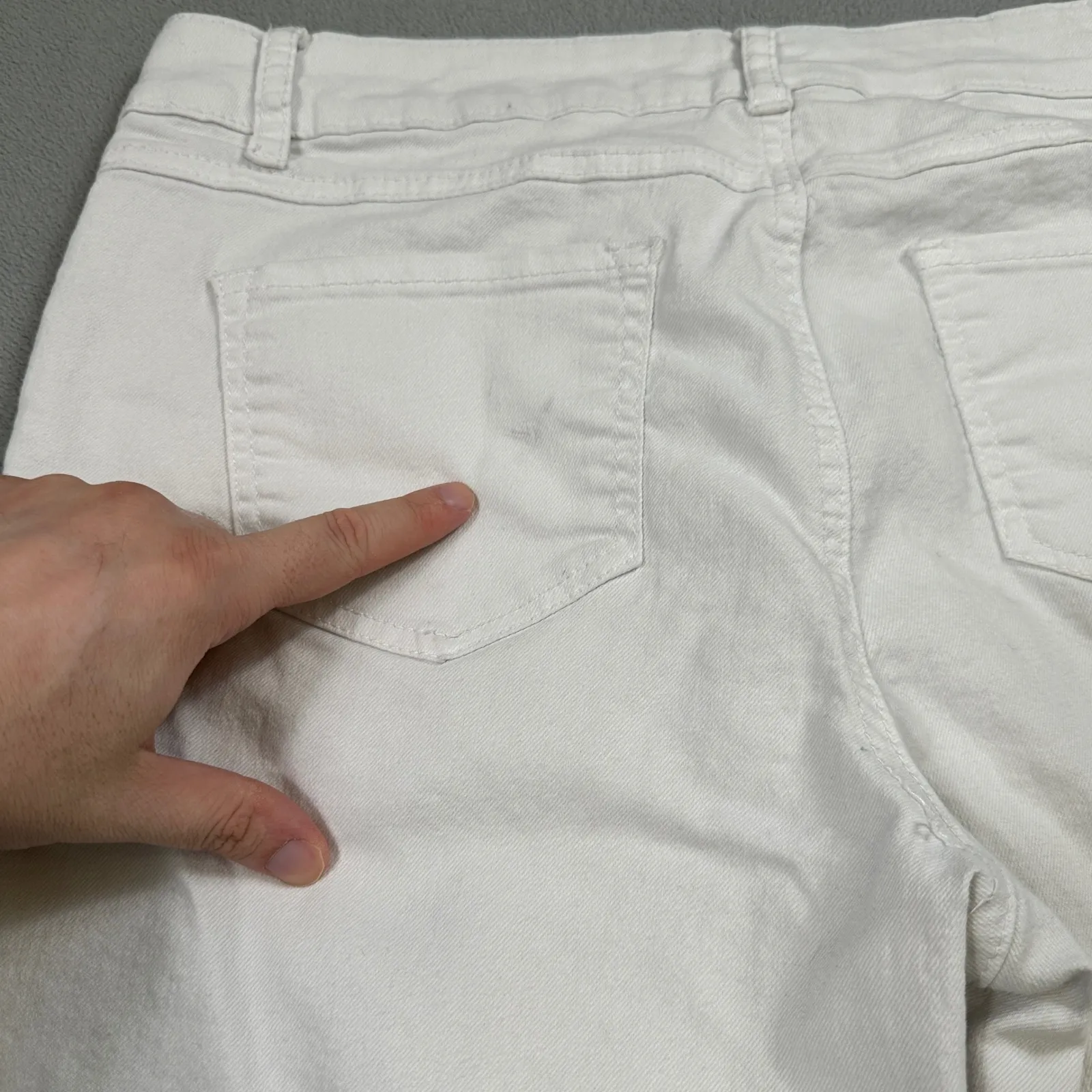 D.Jeans Capri Pants Womens 10 White Mid Rise Stretch Cropped Cotton Blend Denim - Image 7