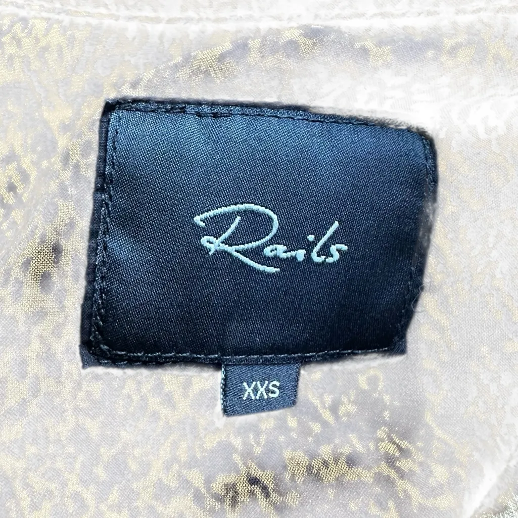 Rails Josephine Sepia Python Rayon Long Sleeve Button Up Top Blouse Shirt XXS - Image 6