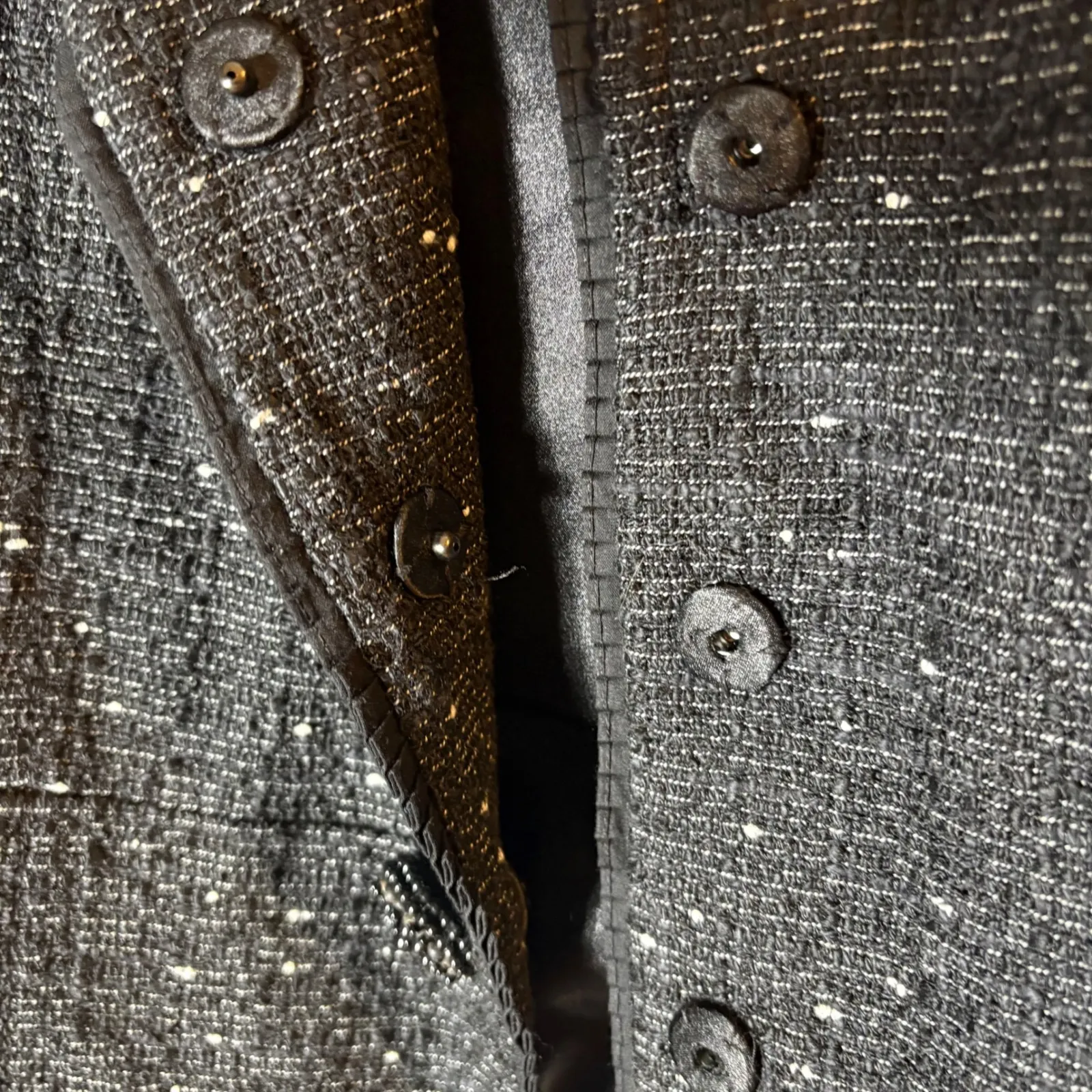 Ann Taylor Black Speckled Tweed Blazer Jacket Size 6 - Image 5