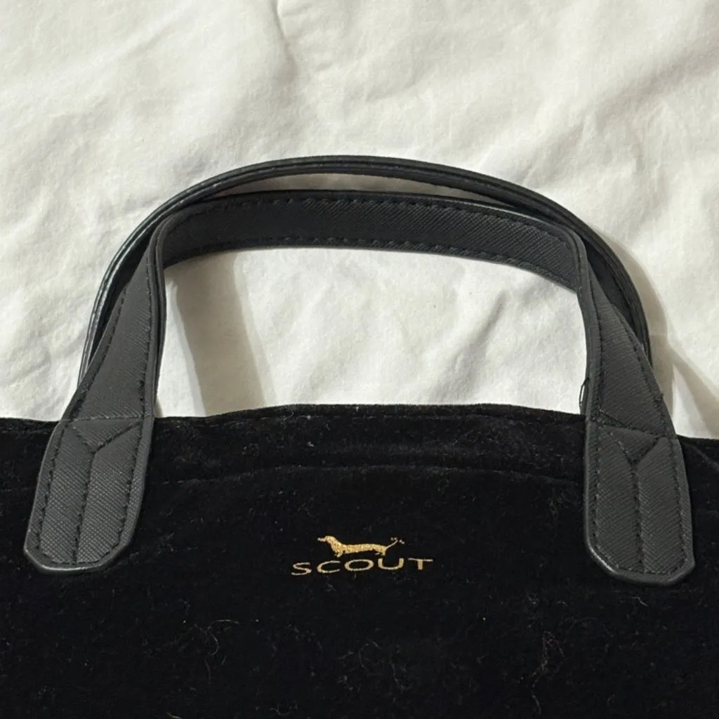 Scout Velvet Black Mini Tote With Dual Handles & Gold Quilted Interior Zip Close - Image 15