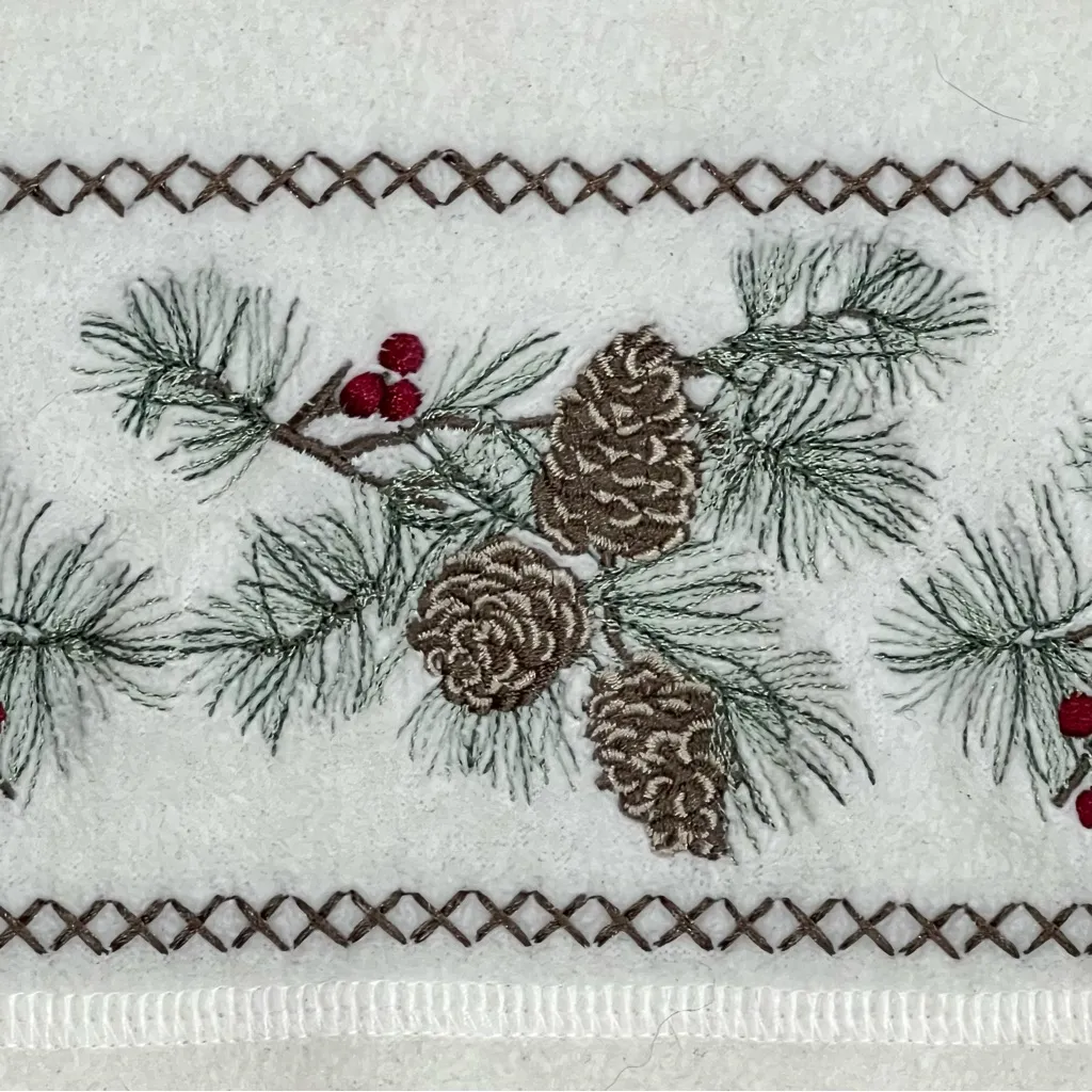 Croft & Barrow Ivory Full Zip Fleece With Pine Cone Embroidery Size XL - Image 6