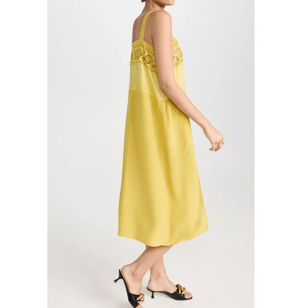 MAISON MARGIELA Yellow Lace Eyelet Trim Open Waist Oversized Dress size 10 - Image 4