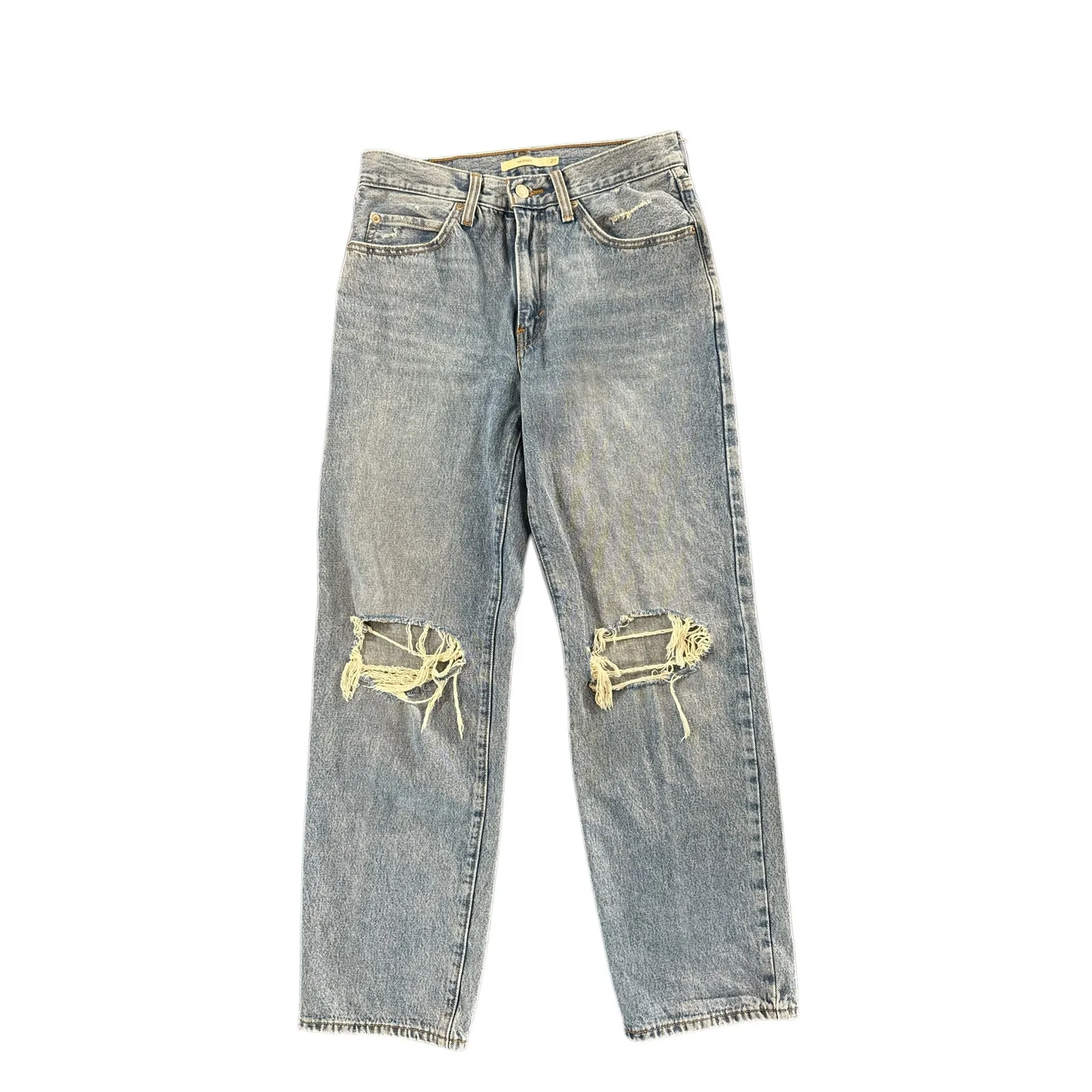 Levi's 94 Baggy Jeans Light Wash Distressed Ripped Denim Womens Size 27 - Image 2