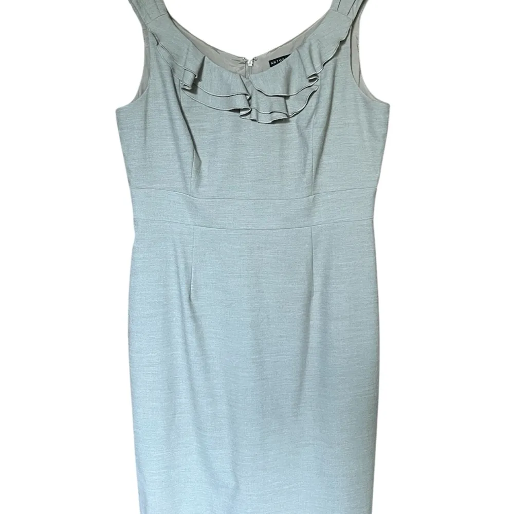 Antonio Melani Elegant Beige Sleeveless Dress ruffle top zipper back size 12 - Image 2